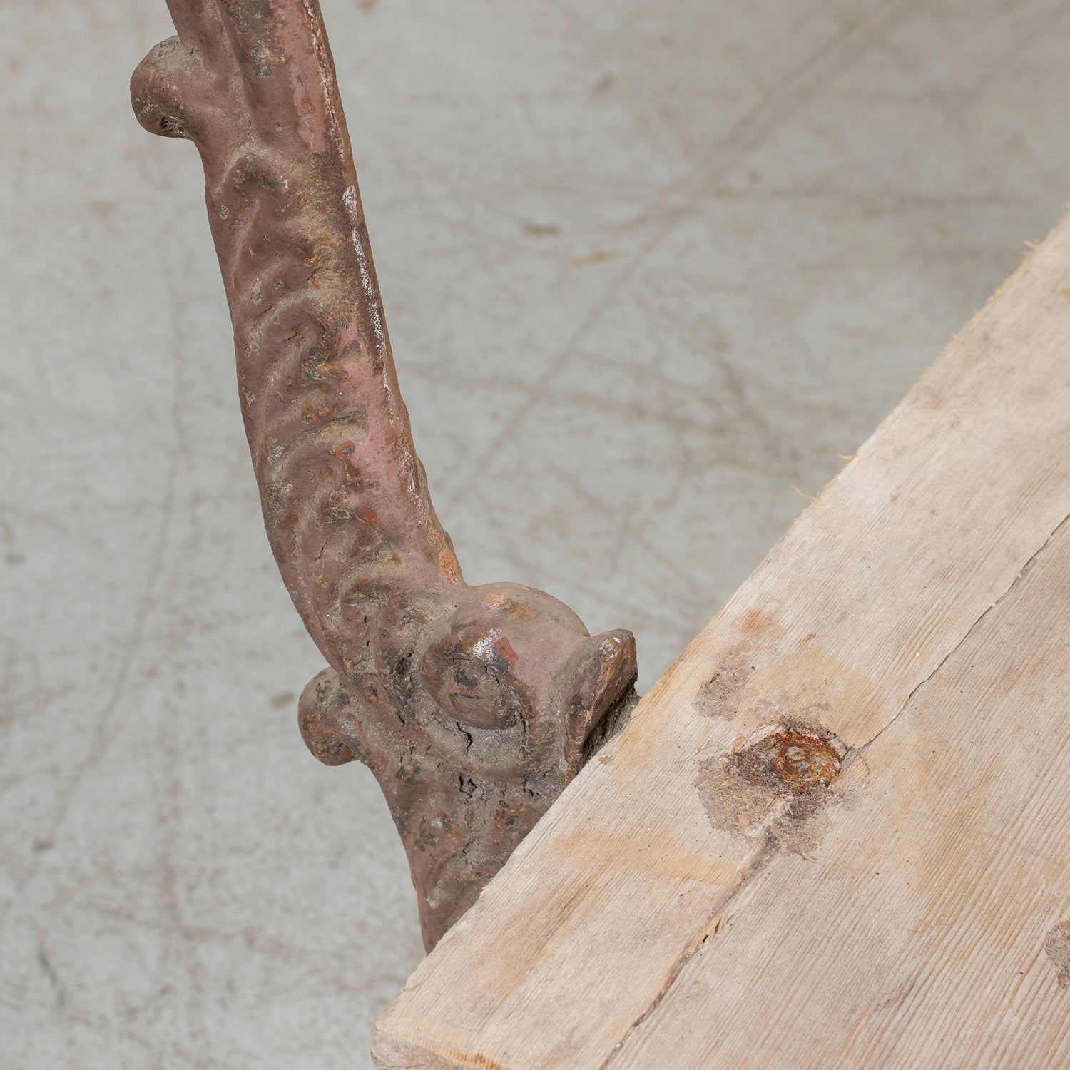 19th Century French Faux Bois Cast Iron and Bleached Wood Garden Bench