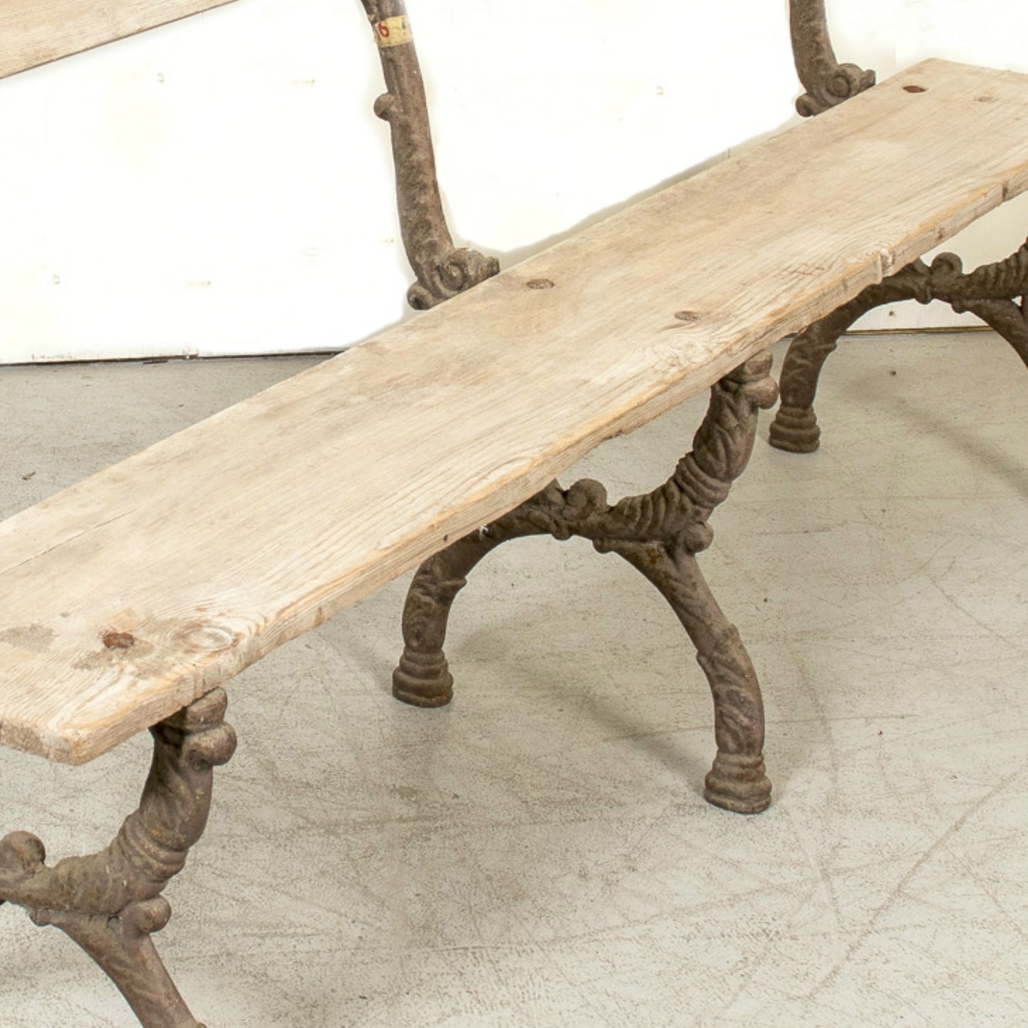 19th Century French Faux Bois Cast Iron and Bleached Wood Garden Bench