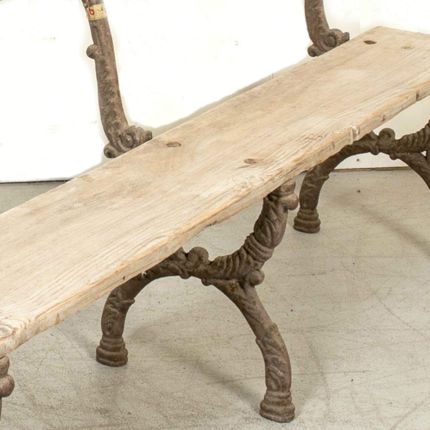 19th Century French Faux Bois Cast Iron and Bleached Wood Garden Bench