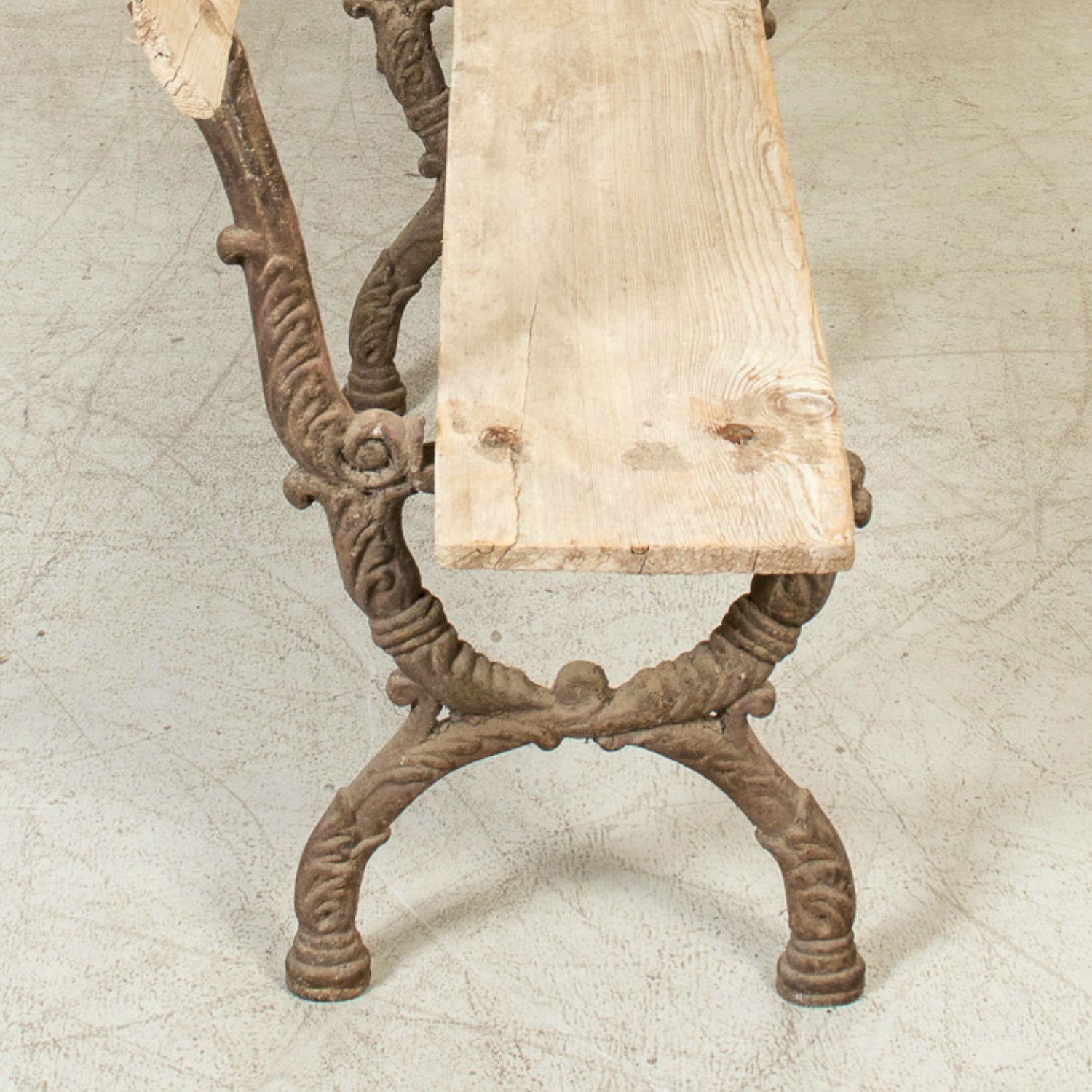 19th Century French Faux Bois Cast Iron and Bleached Wood Garden Bench