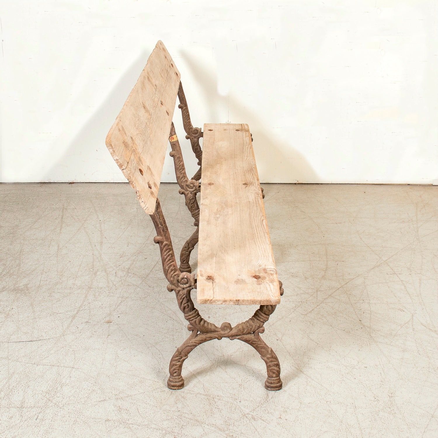 19th Century French Faux Bois Cast Iron and Bleached Wood Garden Bench