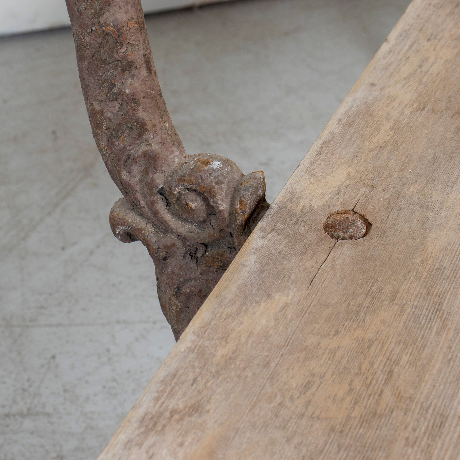 19th Century French Faux Bois Cast Iron and Bleached Wood Garden Bench