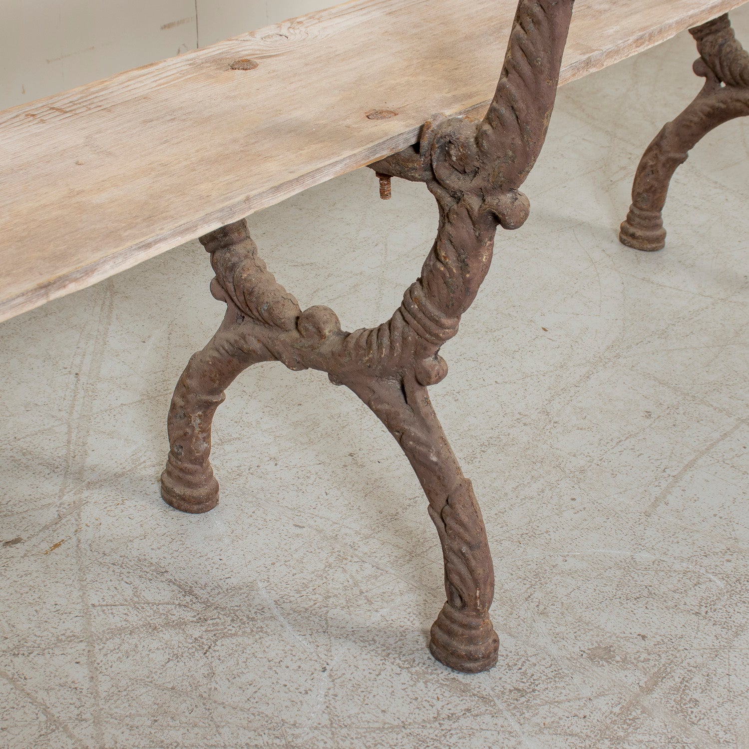 19th Century French Faux Bois Cast Iron and Bleached Wood Garden Bench