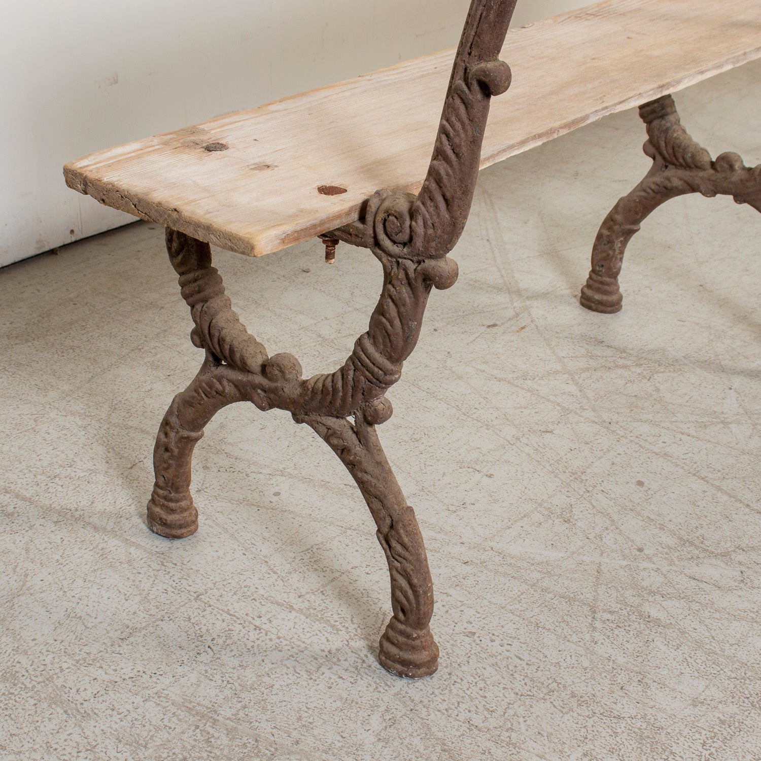 19th Century French Faux Bois Cast Iron and Bleached Wood Garden Bench