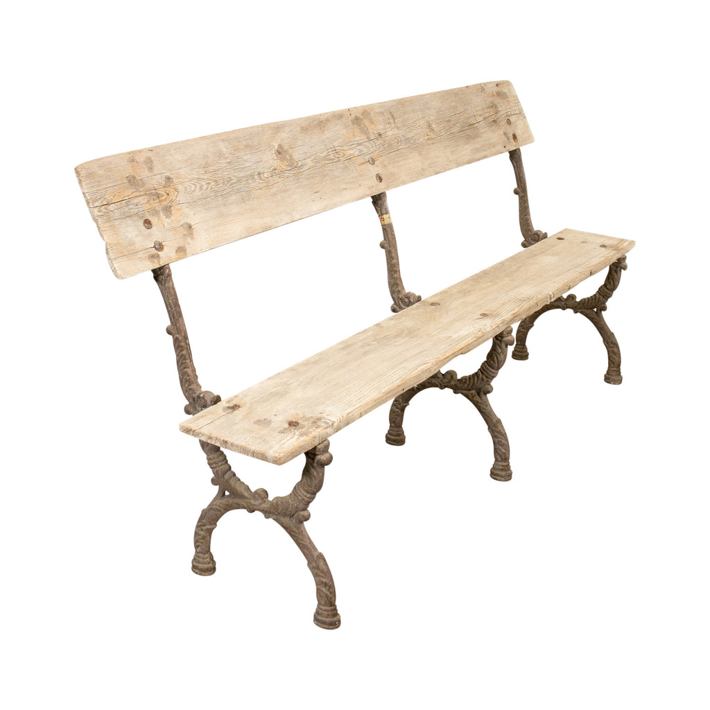 19th Century French Faux Bois Cast Iron and Bleached Wood Garden Bench