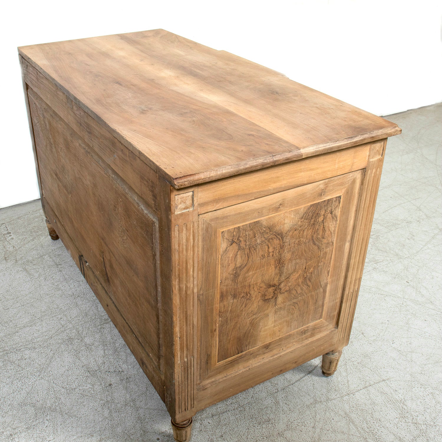 18th Century French Louis XVI Period Bleached Walnut and Burl Walnut Three-Drawer Commode