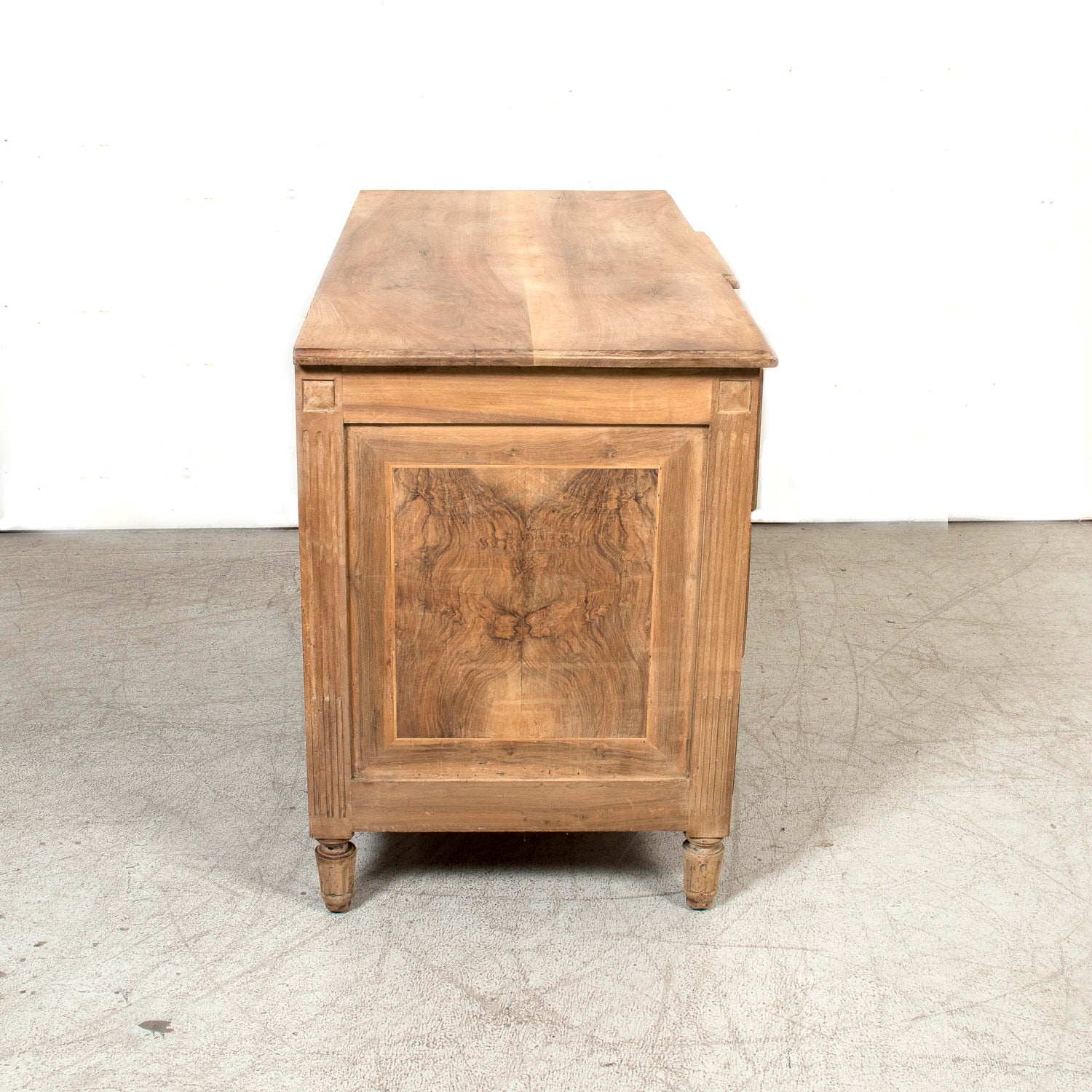 18th Century French Louis XVI Period Bleached Walnut and Burl Walnut Three-Drawer Commode