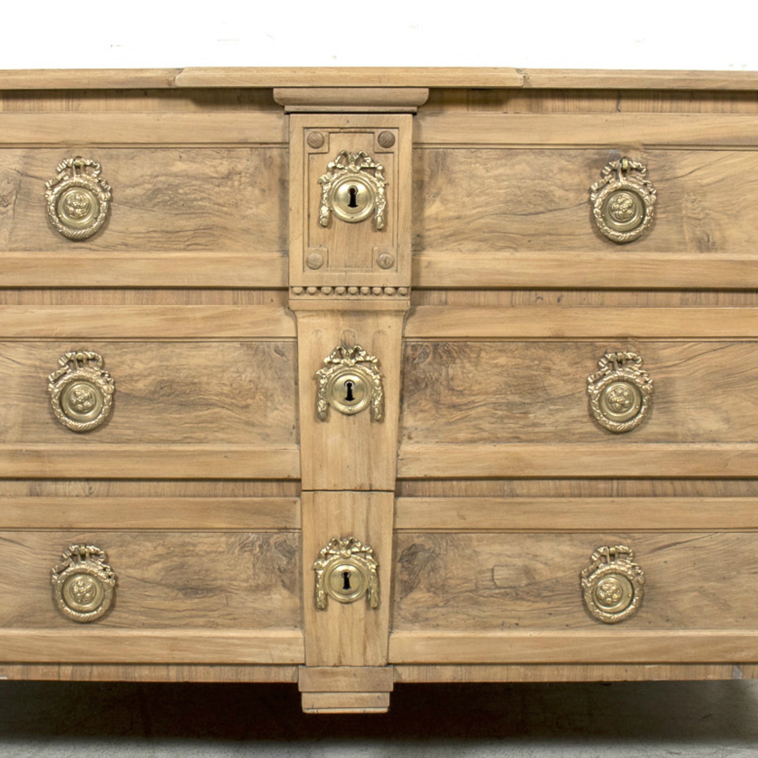 18th Century French Louis XVI Period Bleached Walnut and Burl Walnut Three-Drawer Commode