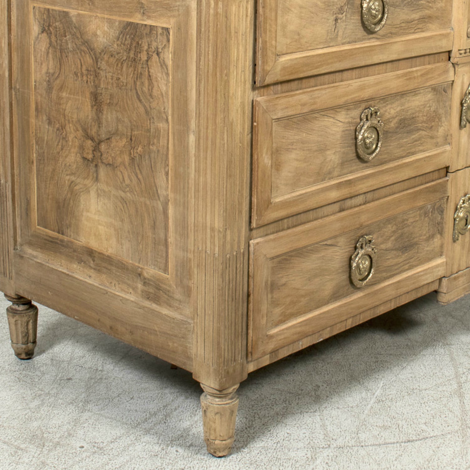 18th Century French Louis XVI Period Bleached Walnut and Burl Walnut Three-Drawer Commode