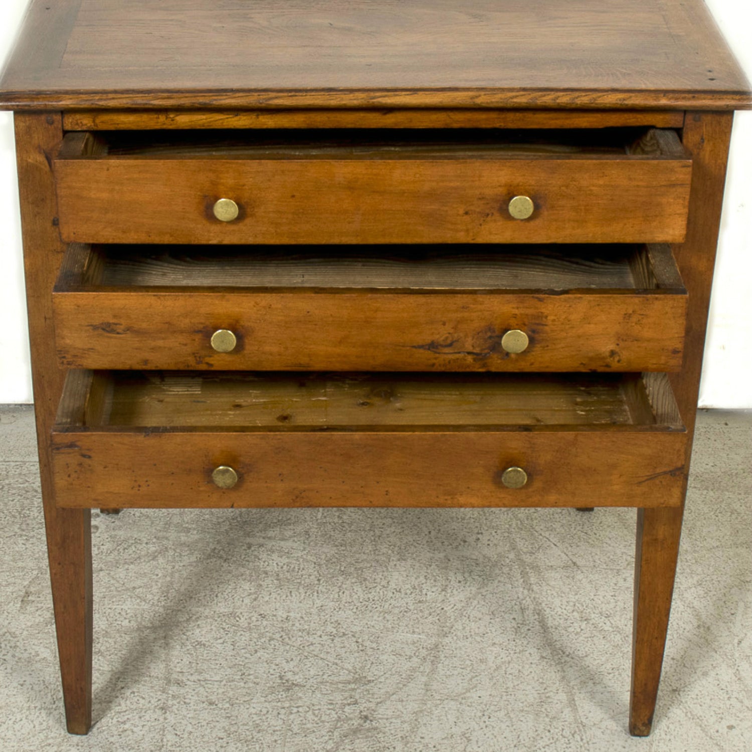 19th Century French Louis XVI Style Petite Walnut and Oak Commode or Night Stand