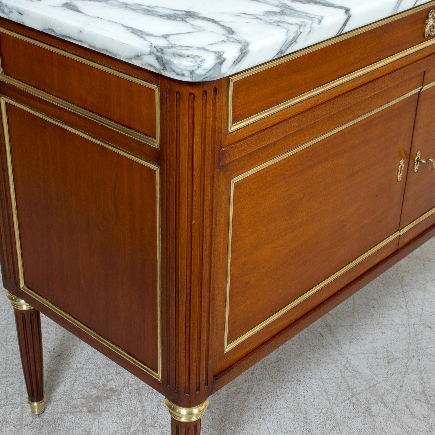 19th Century French Louis XVI Style Mahogany Dessert Buffet with Marble Top