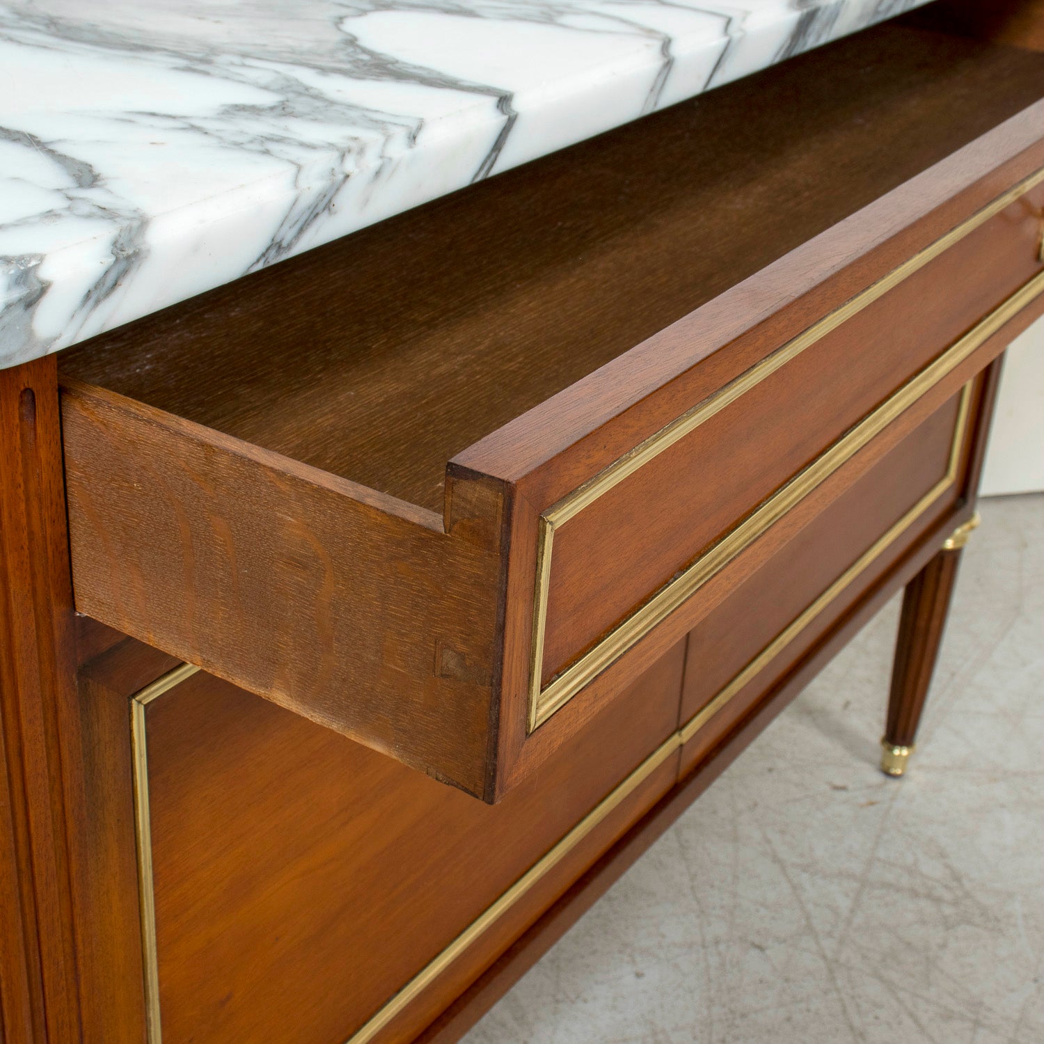 19th Century French Louis XVI Style Mahogany Dessert Buffet with Marble Top