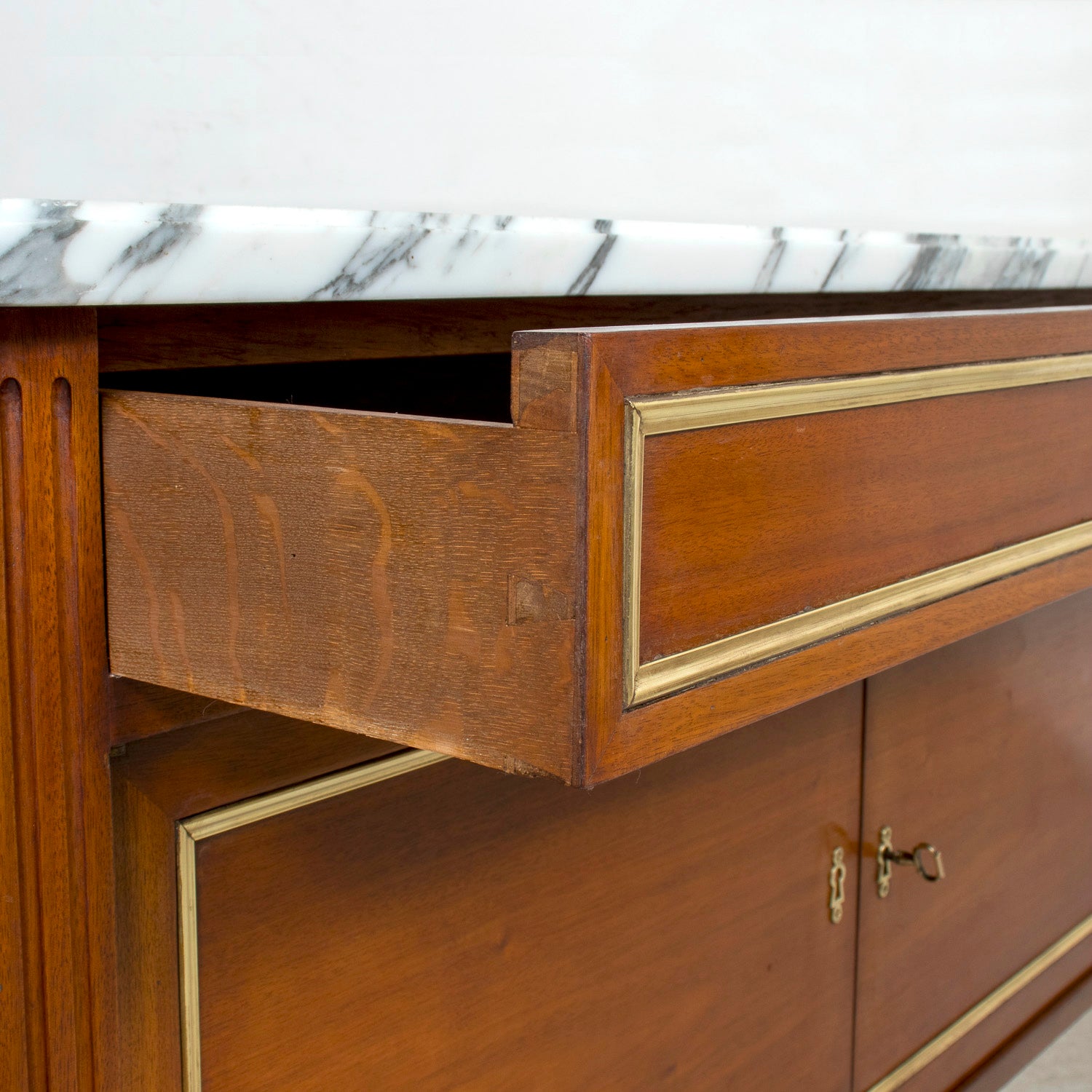19th Century French Louis XVI Style Mahogany Dessert Buffet with Marble Top