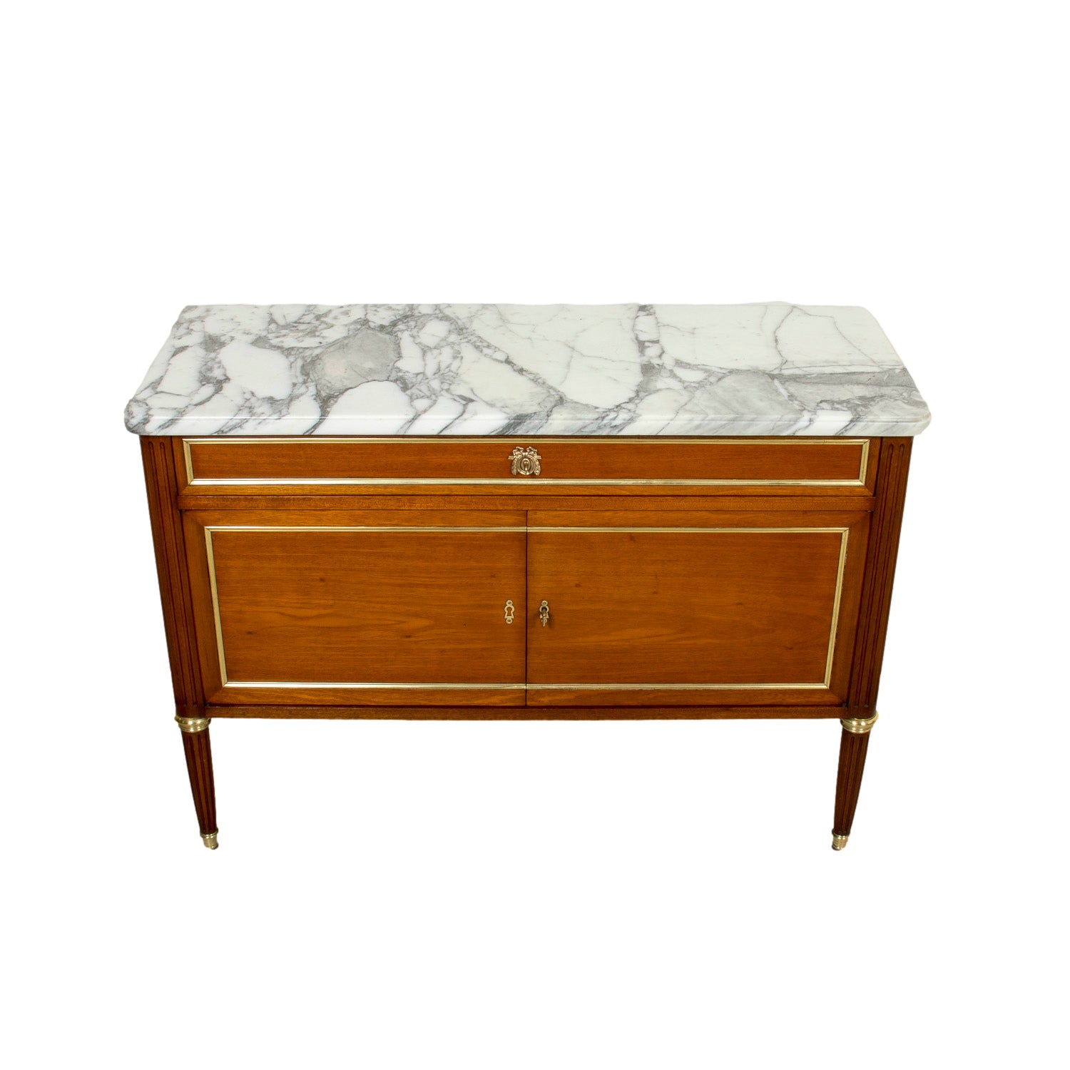 19th Century French Louis XVI Style Mahogany Dessert Buffet with Marble Top