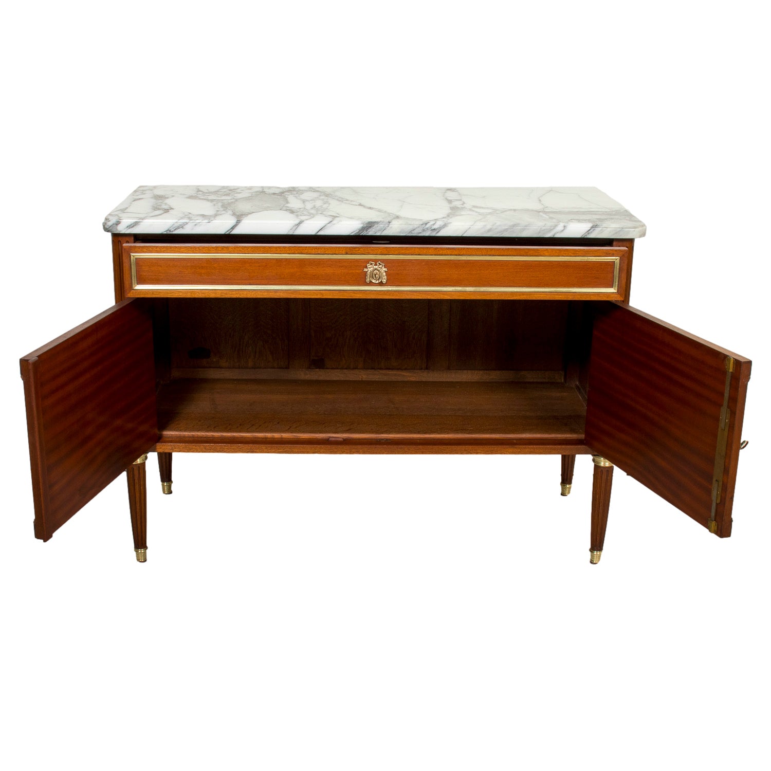 19th Century French Louis XVI Style Mahogany Dessert Buffet with Marble Top