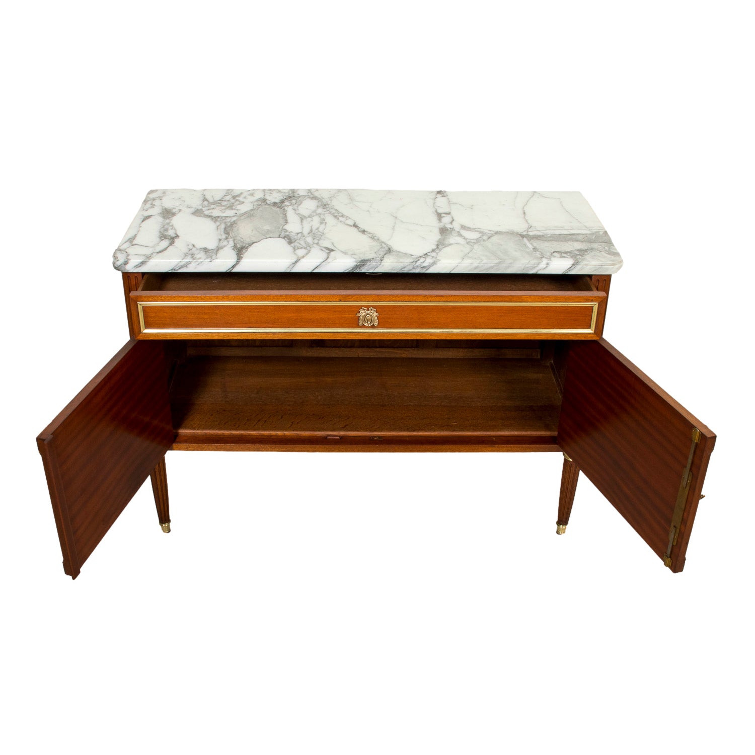 19th Century French Louis XVI Style Mahogany Dessert Buffet with Marble Top