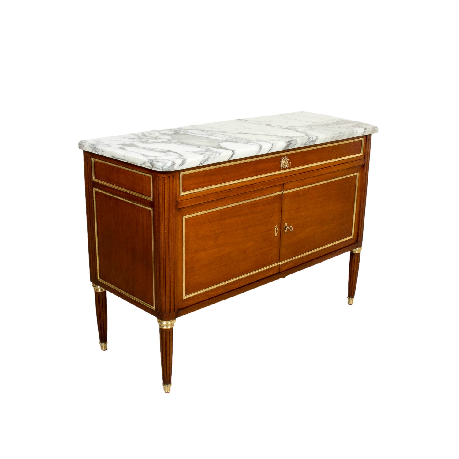 19th Century French Louis XVI Style Mahogany Dessert Buffet with Marble Top