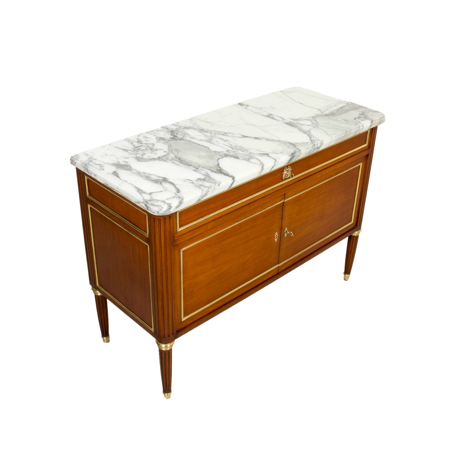 19th Century French Louis XVI Style Mahogany Dessert Buffet with Marble Top