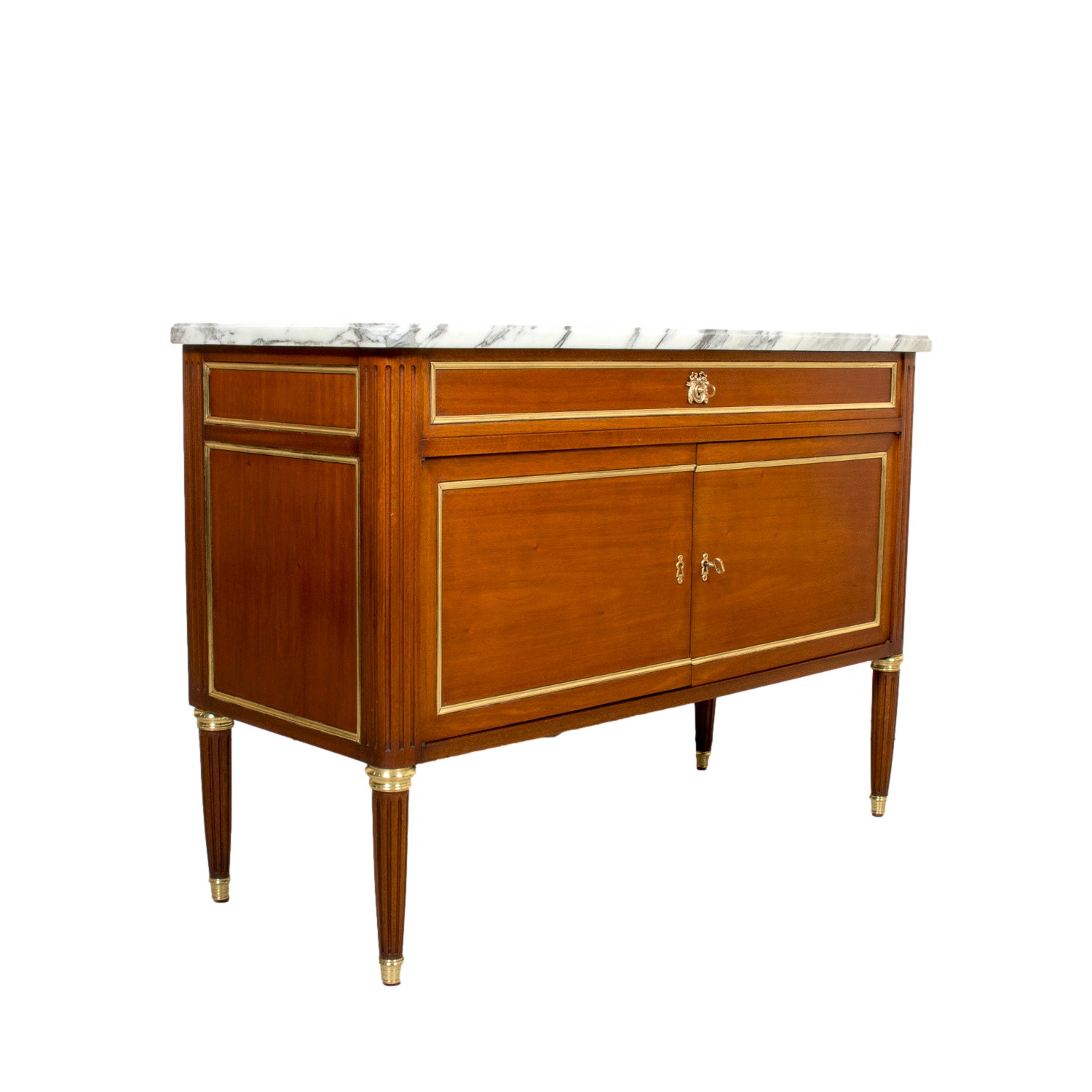 19th Century French Louis XVI Style Mahogany Dessert Buffet with Marble Top