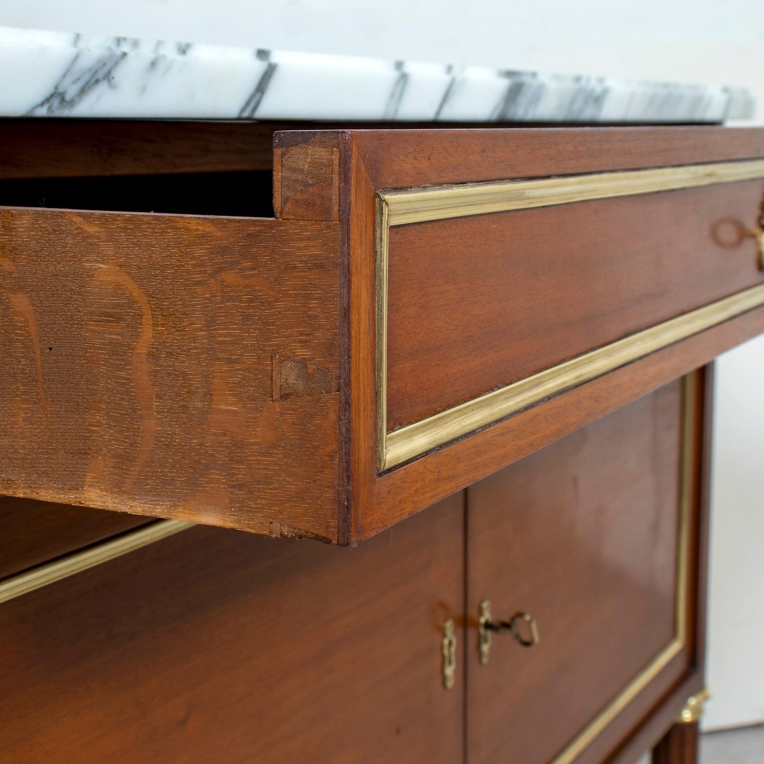 19th Century French Louis XVI Style Mahogany Dessert Buffet with Marble Top