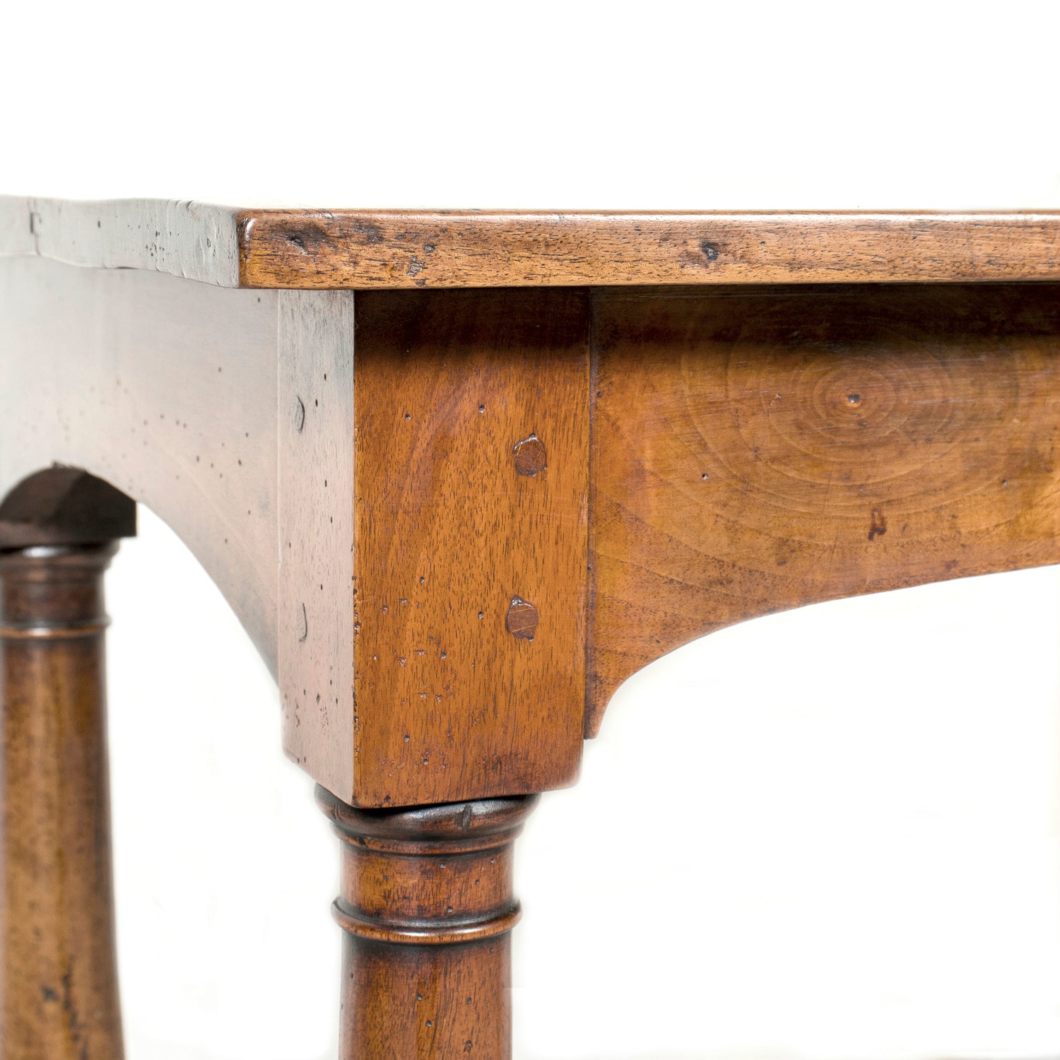 19th Century French Empire Period Walnut Side Table with Carved Doric Column Legs