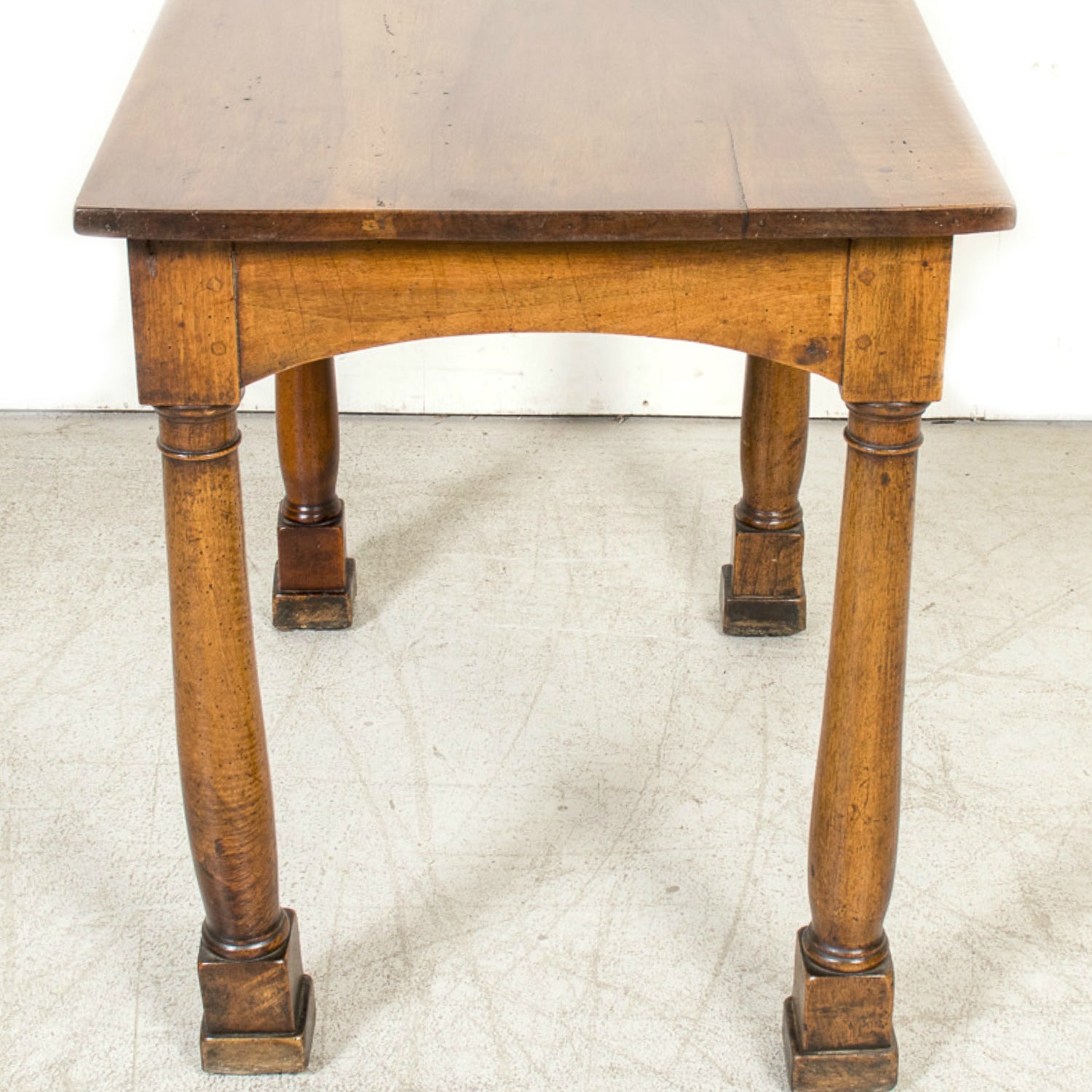 19th Century French Empire Period Walnut Side Table with Carved Doric Column Legs