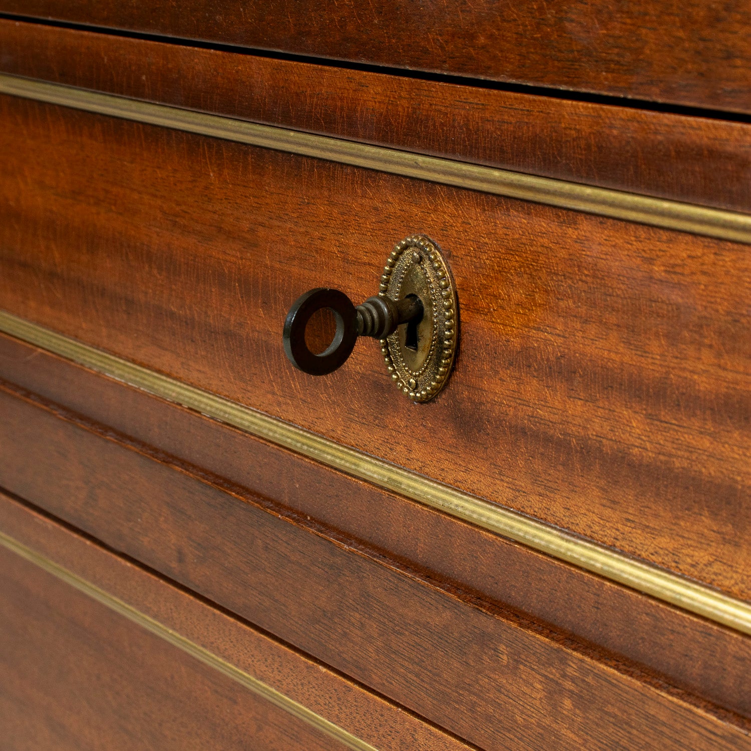 20th Century French Louis XVI Style Maison Jansen Three-Drawer Mahogany Commode with Cararra Marble Top