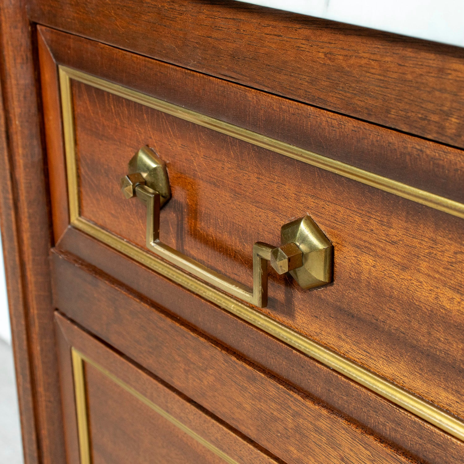 20th Century French Louis XVI Style Maison Jansen Three-Drawer Mahogany Commode with Cararra Marble Top
