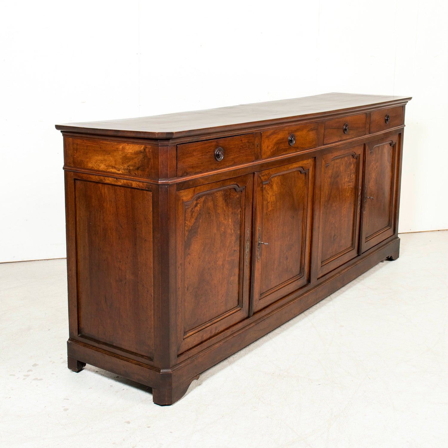 Large 19th Century French Louis Philippe Period Walnut Enfilade Buffet