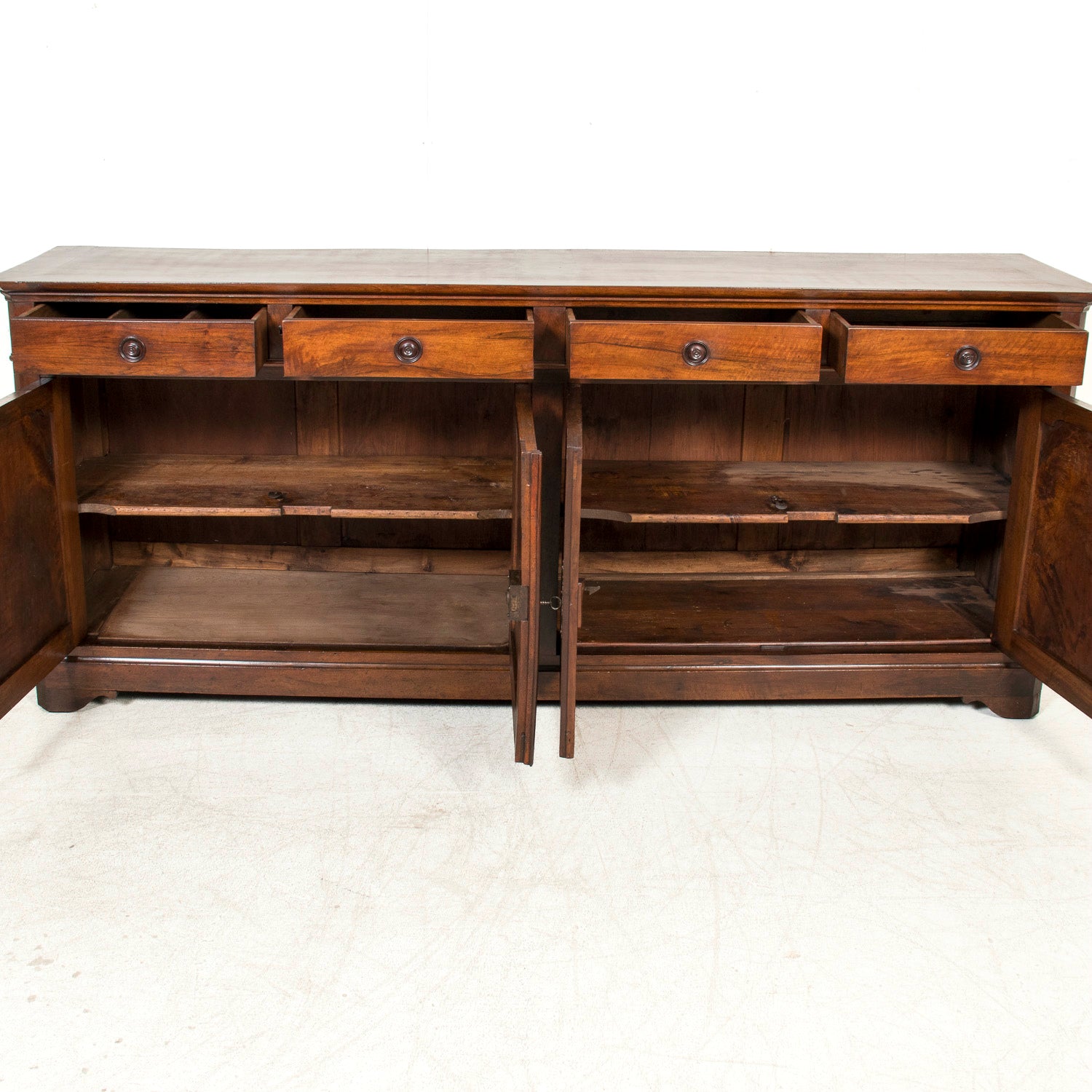 Large 19th Century French Louis Philippe Period Walnut Enfilade Buffet