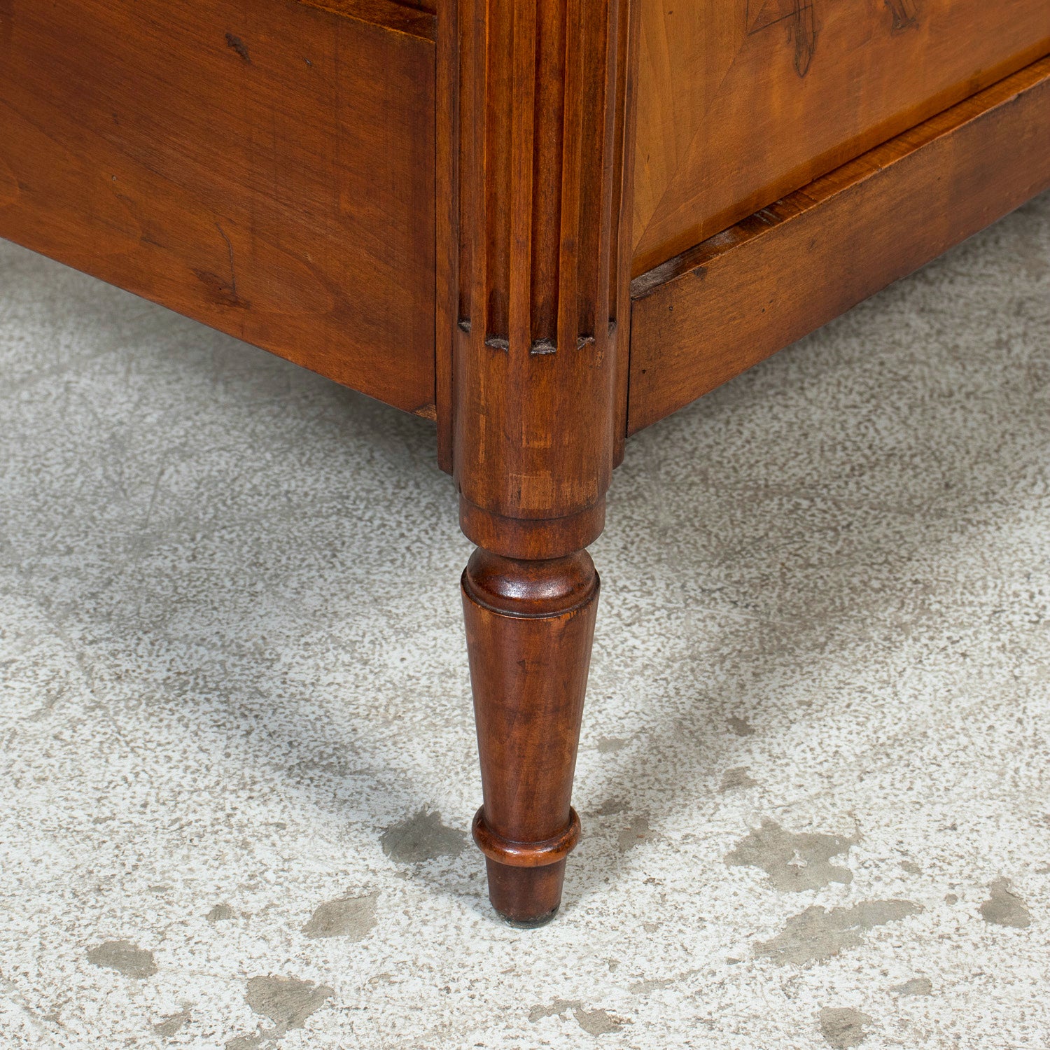 19th Century French Louis XVI Style Walnut Buffet with Black Marble Top & Brass Trim from Paris