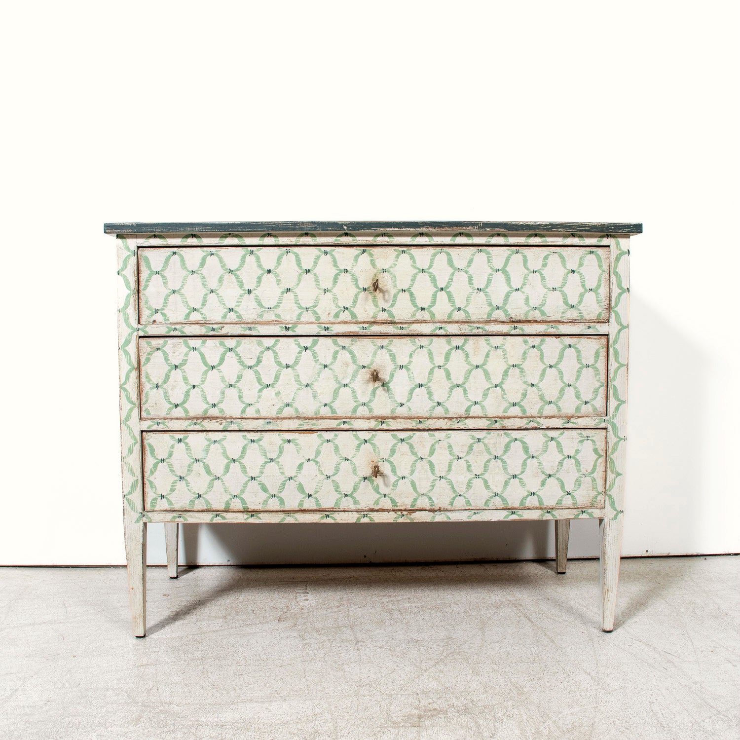 Pair of Bespoke Neoclassical Italian Painted Three-Drawer Commodes, Custom Designed