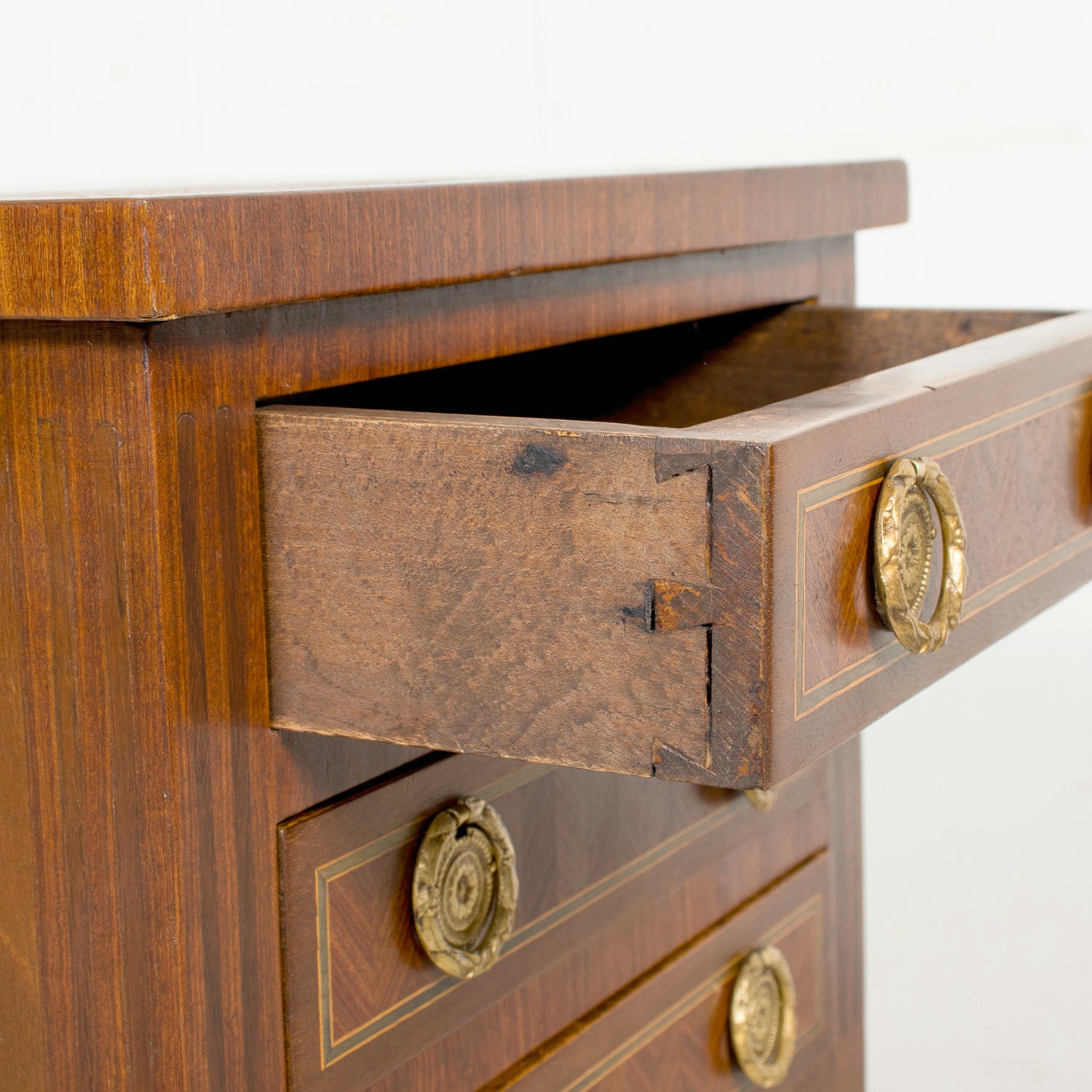 19th Century French Louis XVI Style Petite Walnut Commode or Side Table with Marquetry