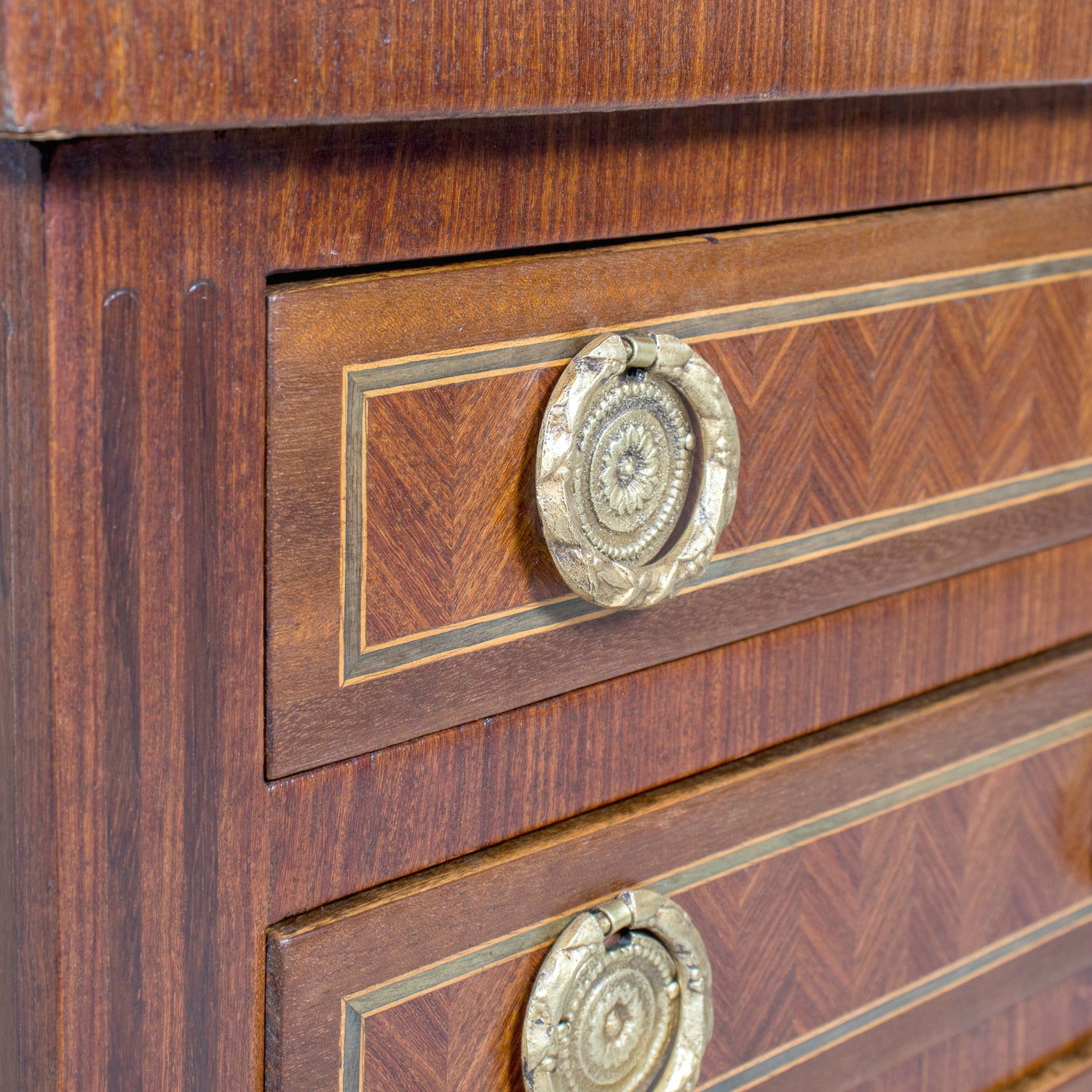 19th Century French Louis XVI Style Petite Walnut Commode or Side Table with Marquetry