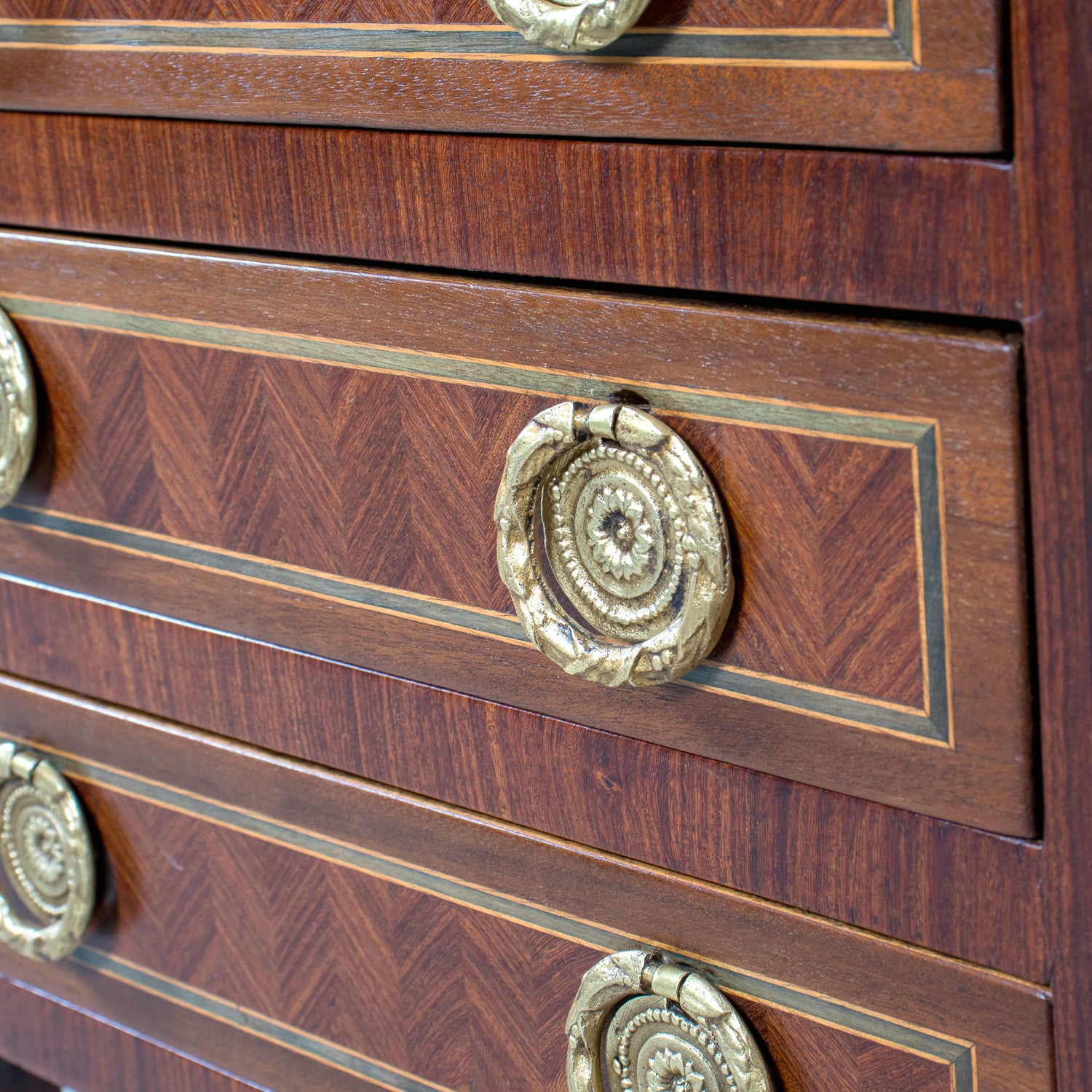 19th Century French Louis XVI Style Petite Walnut Commode or Side Table with Marquetry