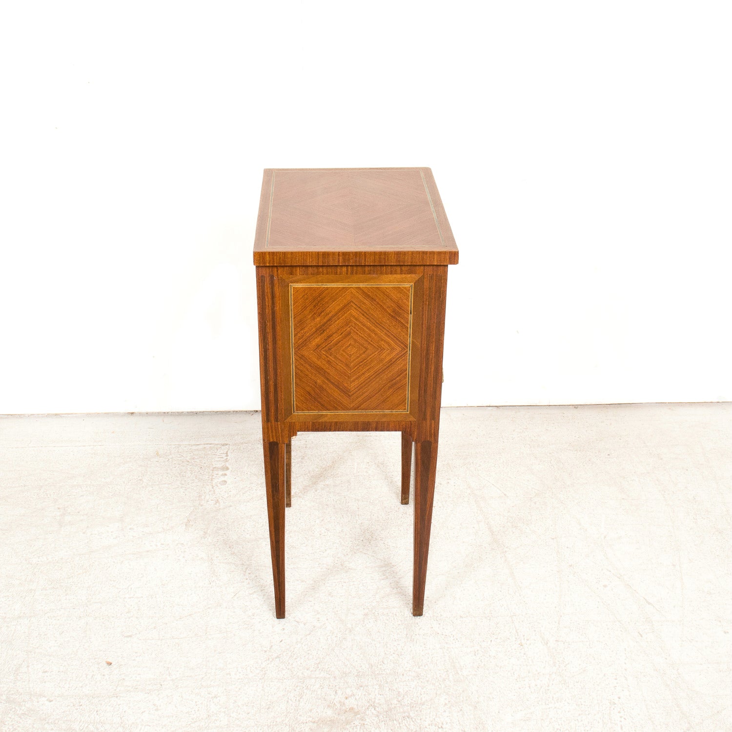 19th Century French Louis XVI Style Petite Walnut Commode or Side Table with Marquetry