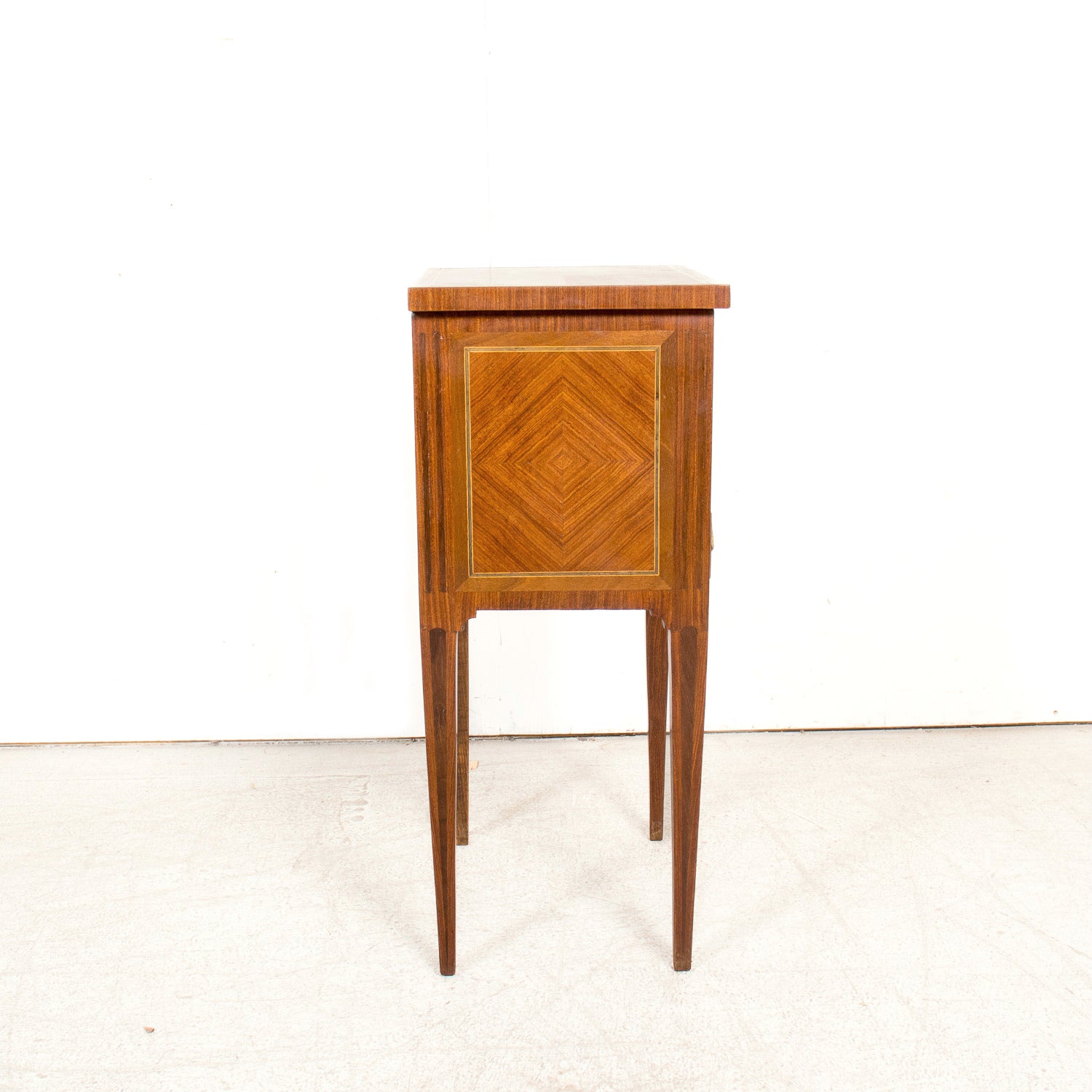 19th Century French Louis XVI Style Petite Walnut Commode or Side Table with Marquetry