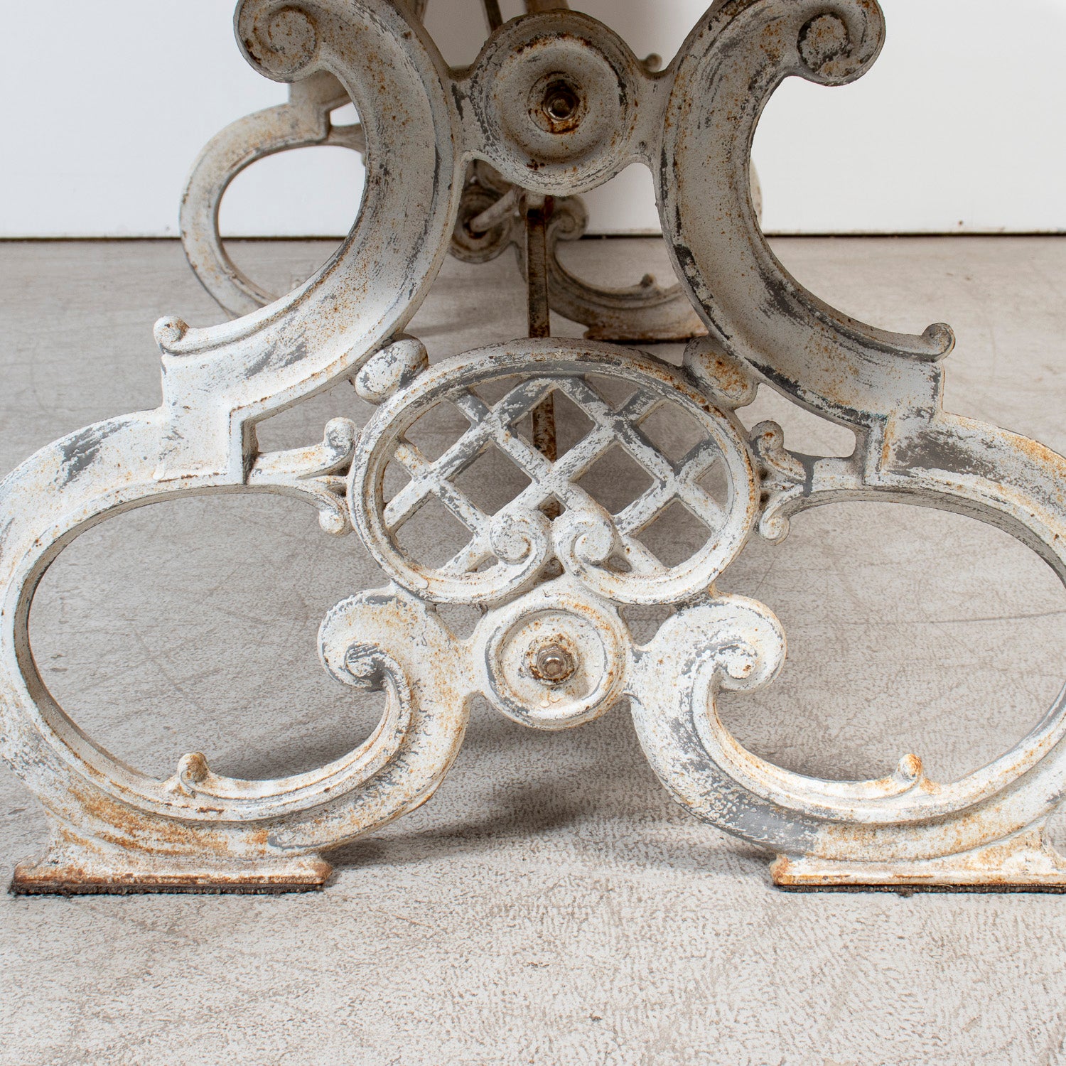 19th Century French Provençal Bleached White Oak Dining Table with Decorative Iron Base