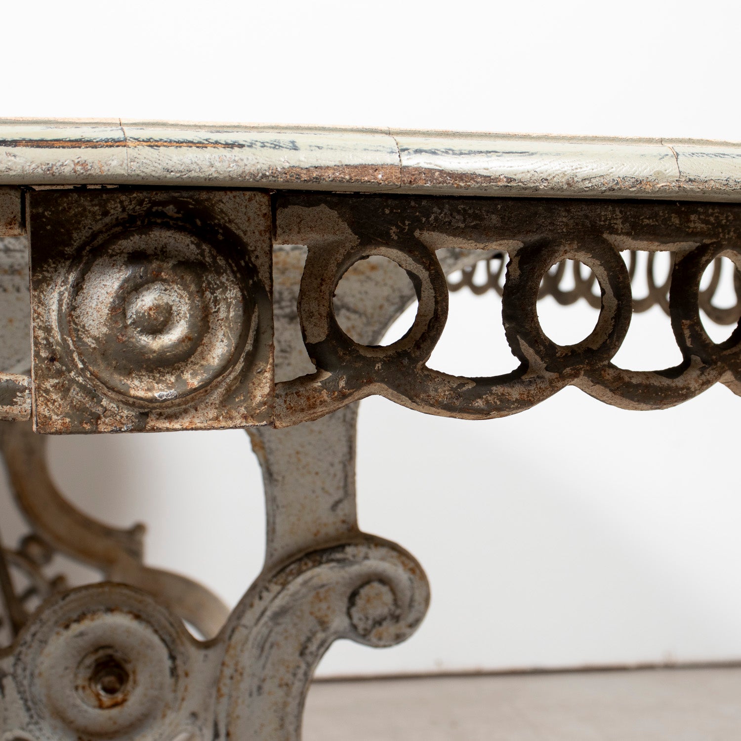 19th Century French Provençal Bleached White Oak Dining Table with Decorative Iron Base