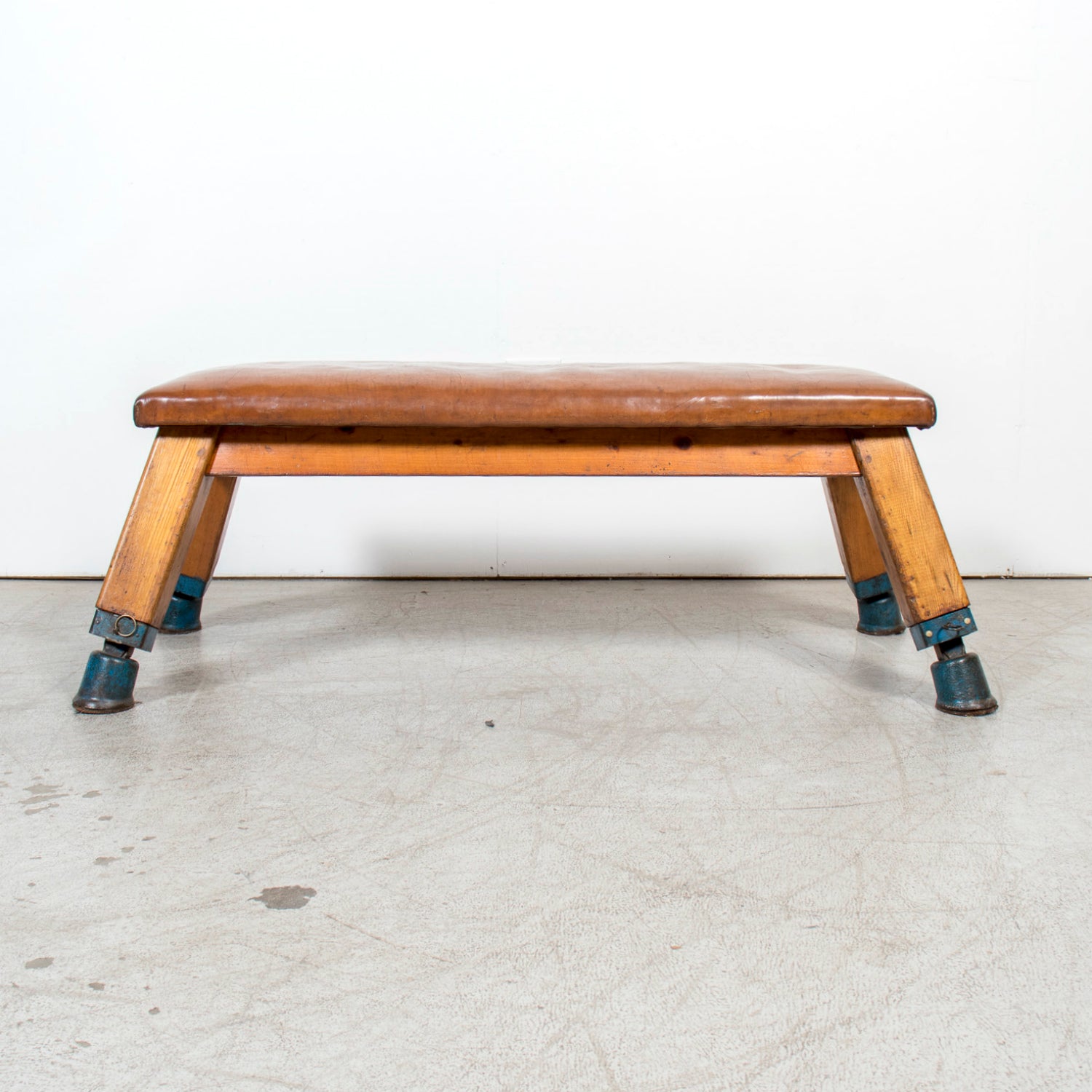1930s Central European Leather Pommel Horse Industrial Bench