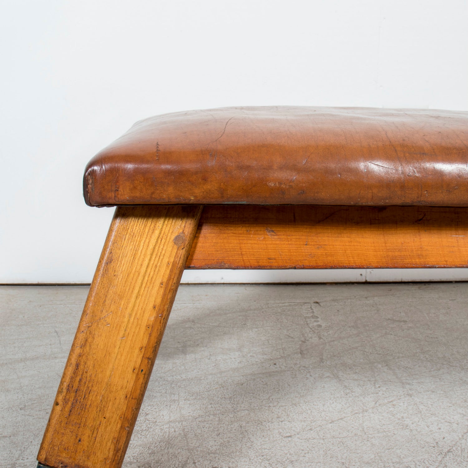 1930s Central European Leather Pommel Horse Industrial Bench