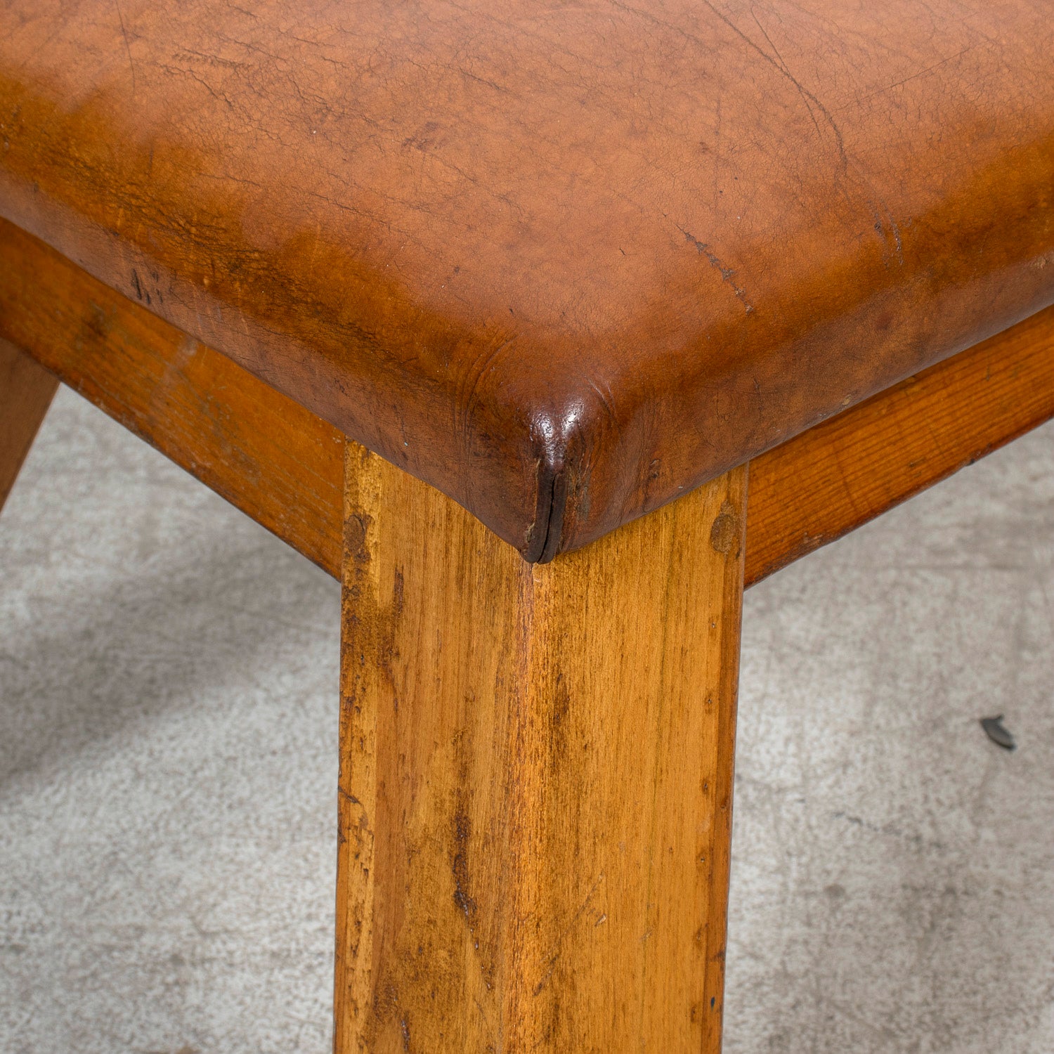 1930s Central European Leather Pommel Horse Industrial Bench