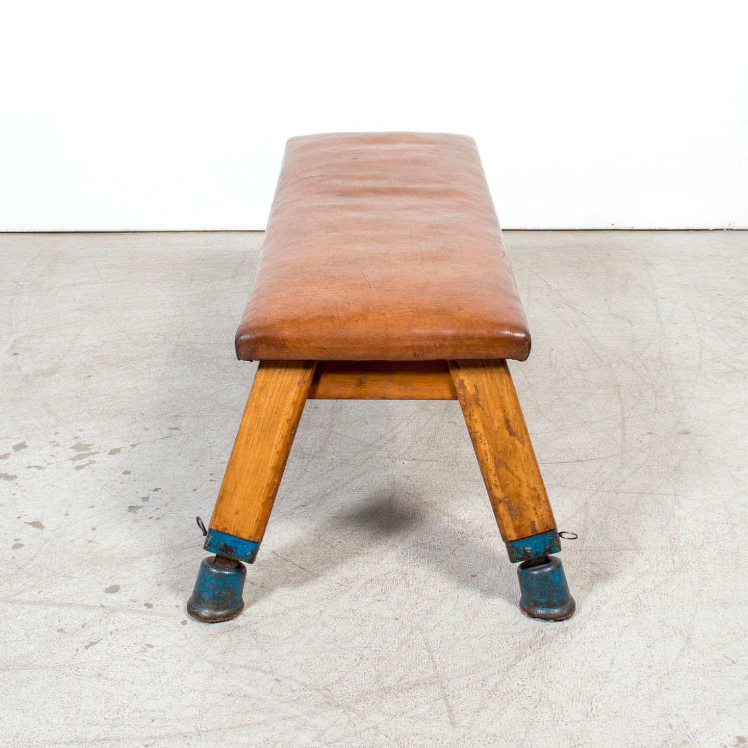1930s Central European Leather Pommel Horse Industrial Bench