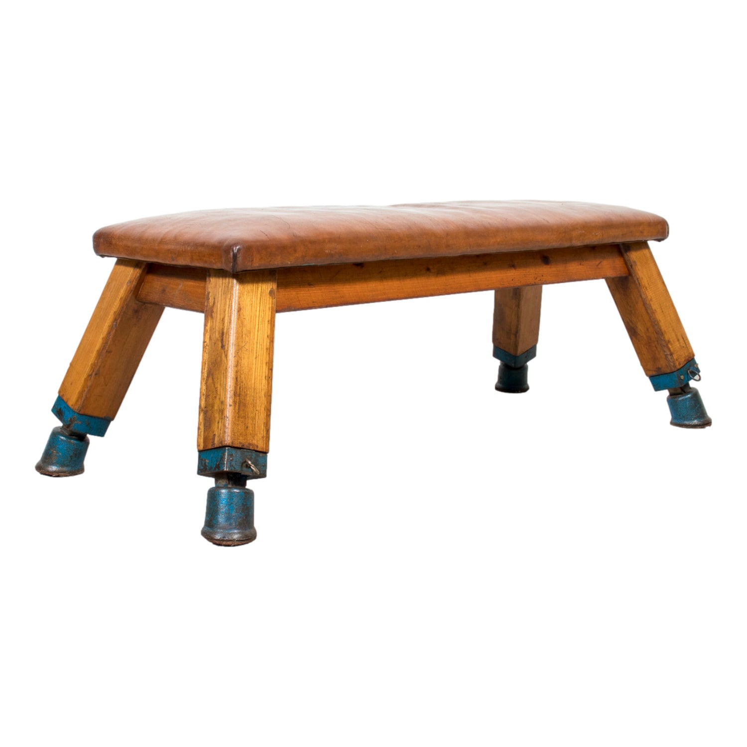 1930s Central European Leather Pommel Horse Industrial Bench