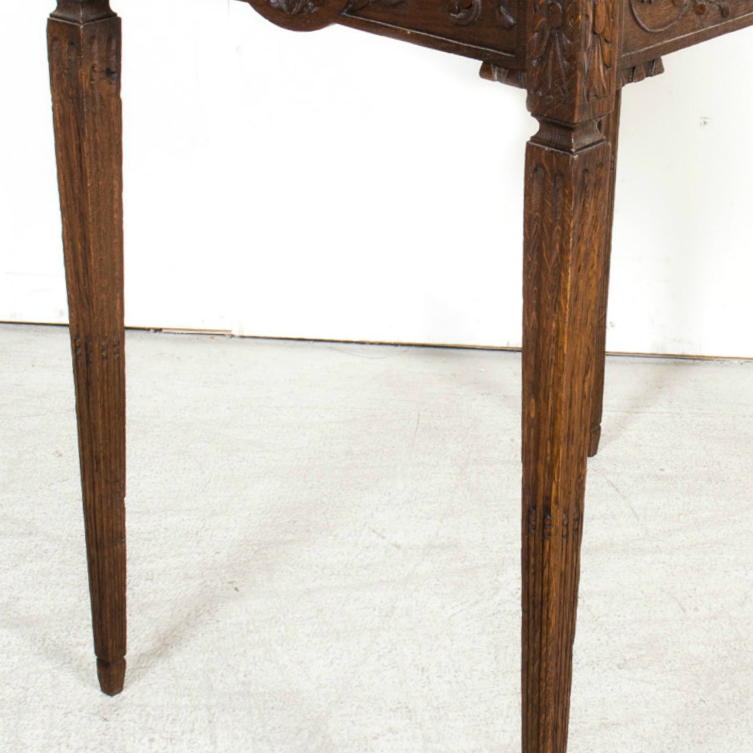 19th Century French Louis XVI Style Carved Oak Side Table