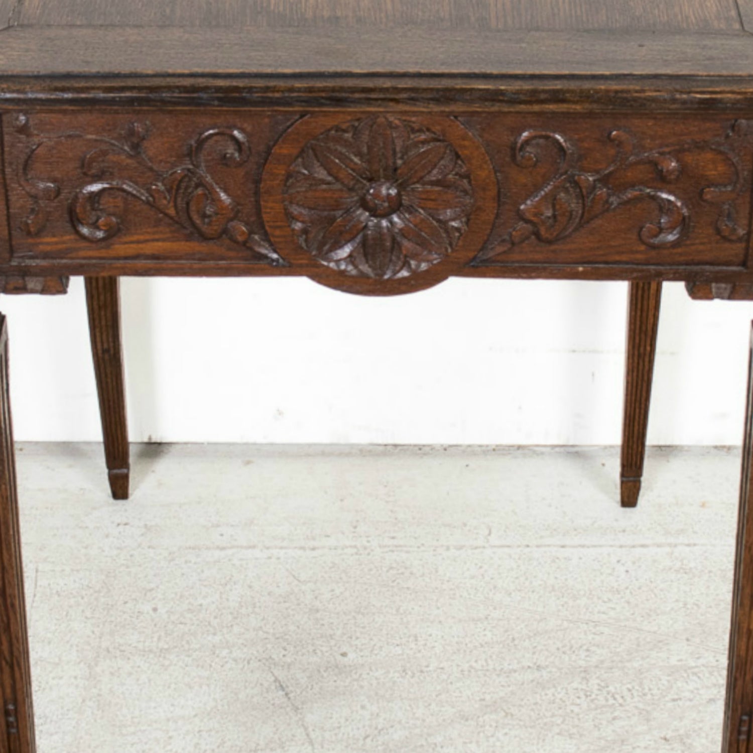 19th Century French Louis XVI Style Carved Oak Side Table