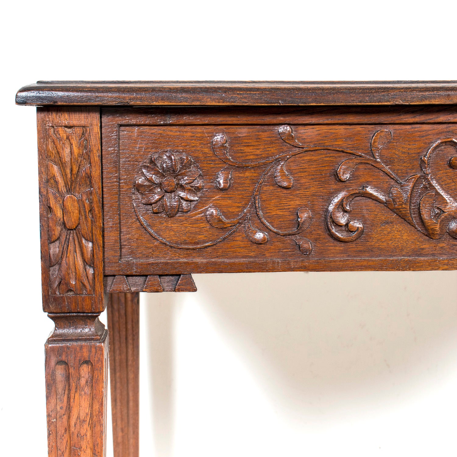 19th Century French Louis XVI Style Carved Oak Side Table
