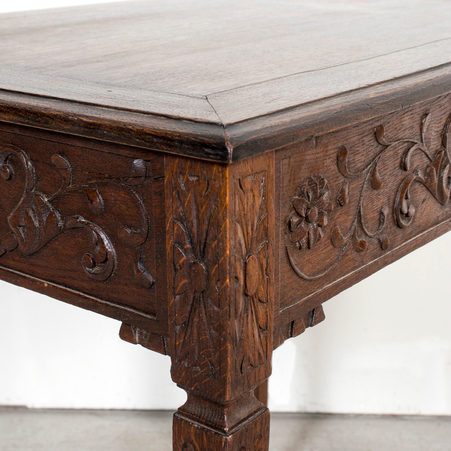 19th Century French Louis XVI Style Carved Oak Side Table