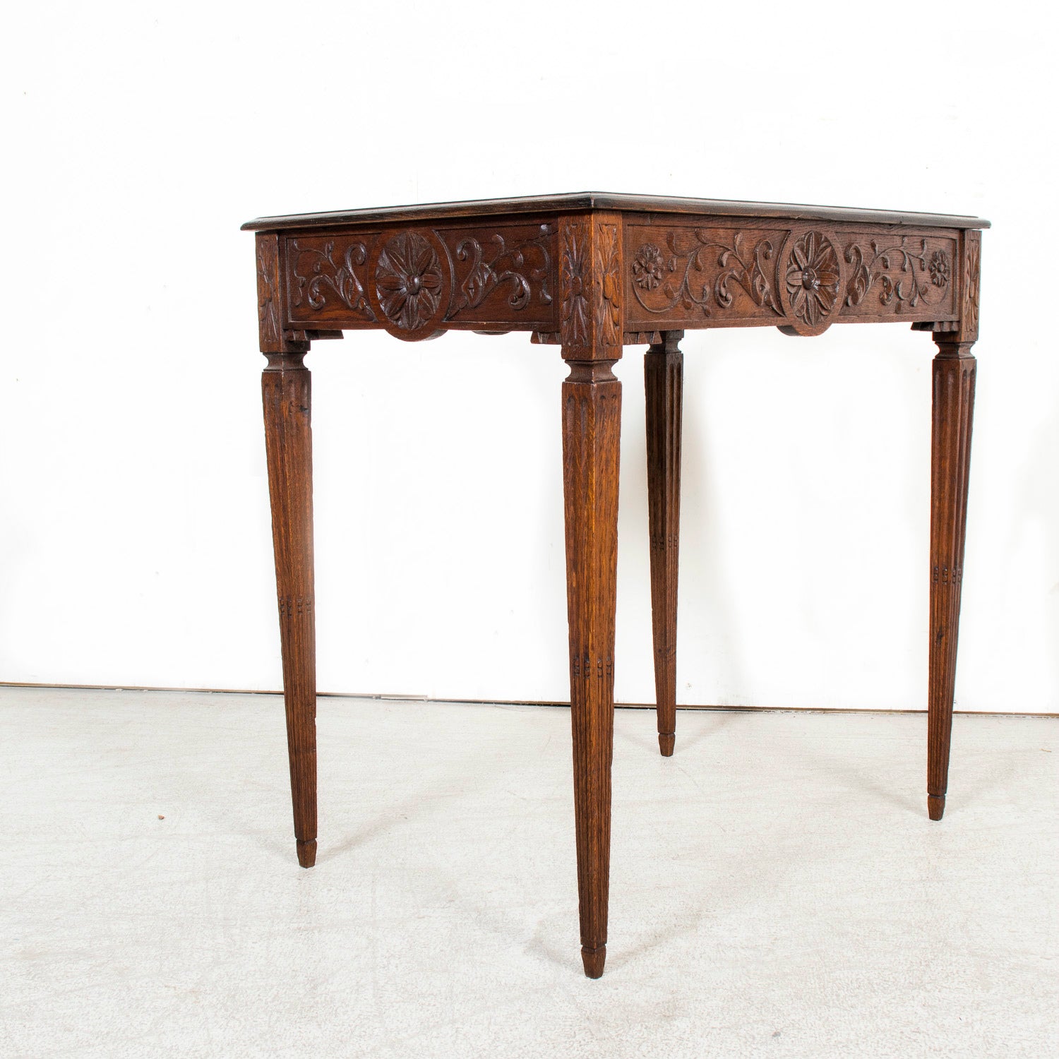 19th Century French Louis XVI Style Carved Oak Side Table