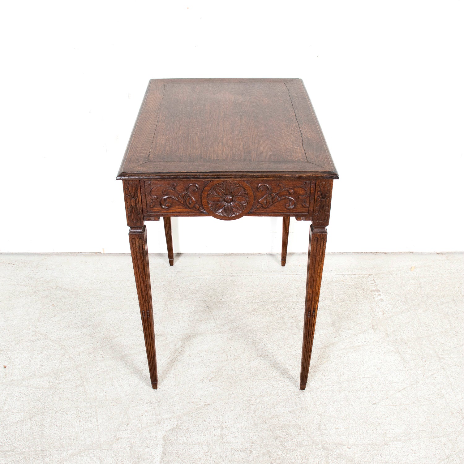 19th Century French Louis XVI Style Carved Oak Side Table